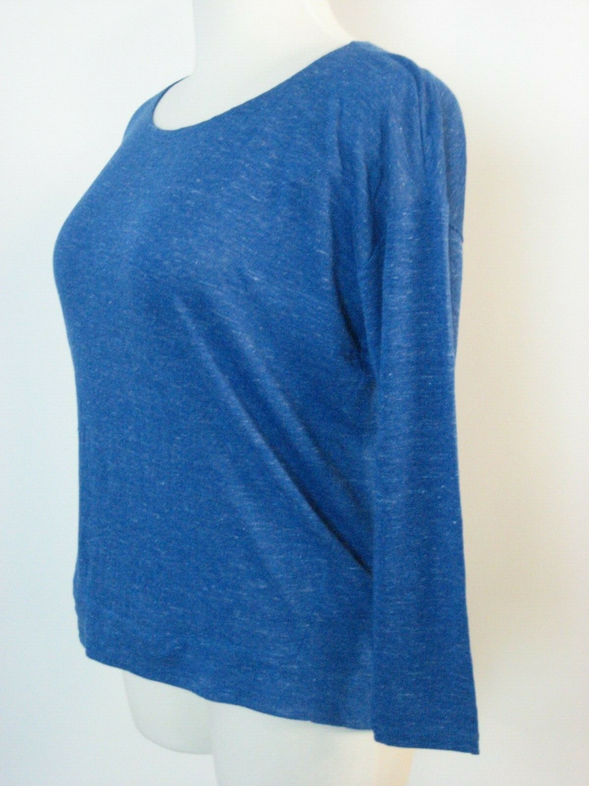 EILEEN FISER Linen Organic Deep Sky Bateau Neck Wedge Top Plus 1X NWT $198