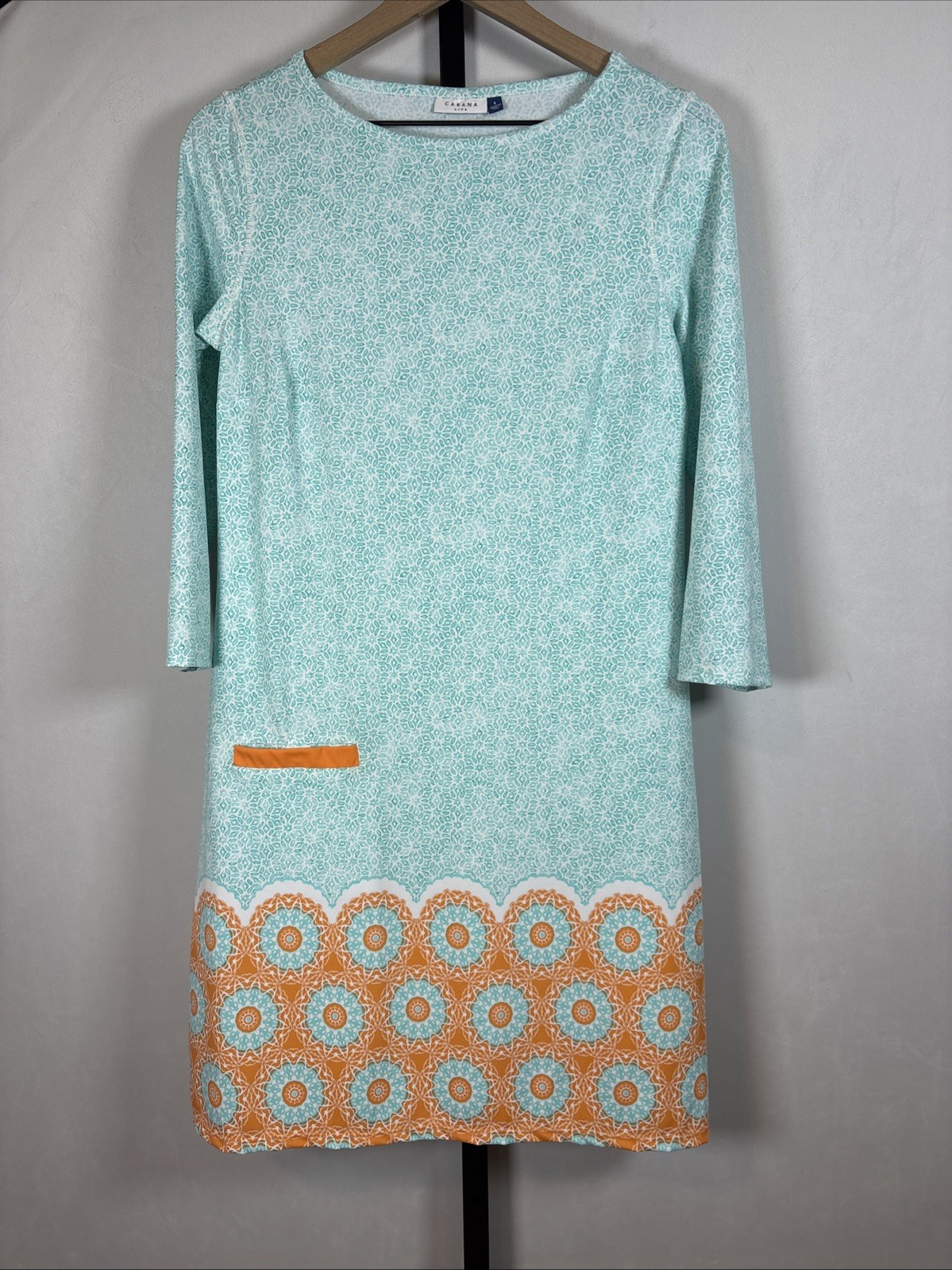 Cabana Life Cabana Shift Dress Size Small Blue Orange UPF 50+ Beach Resortwear