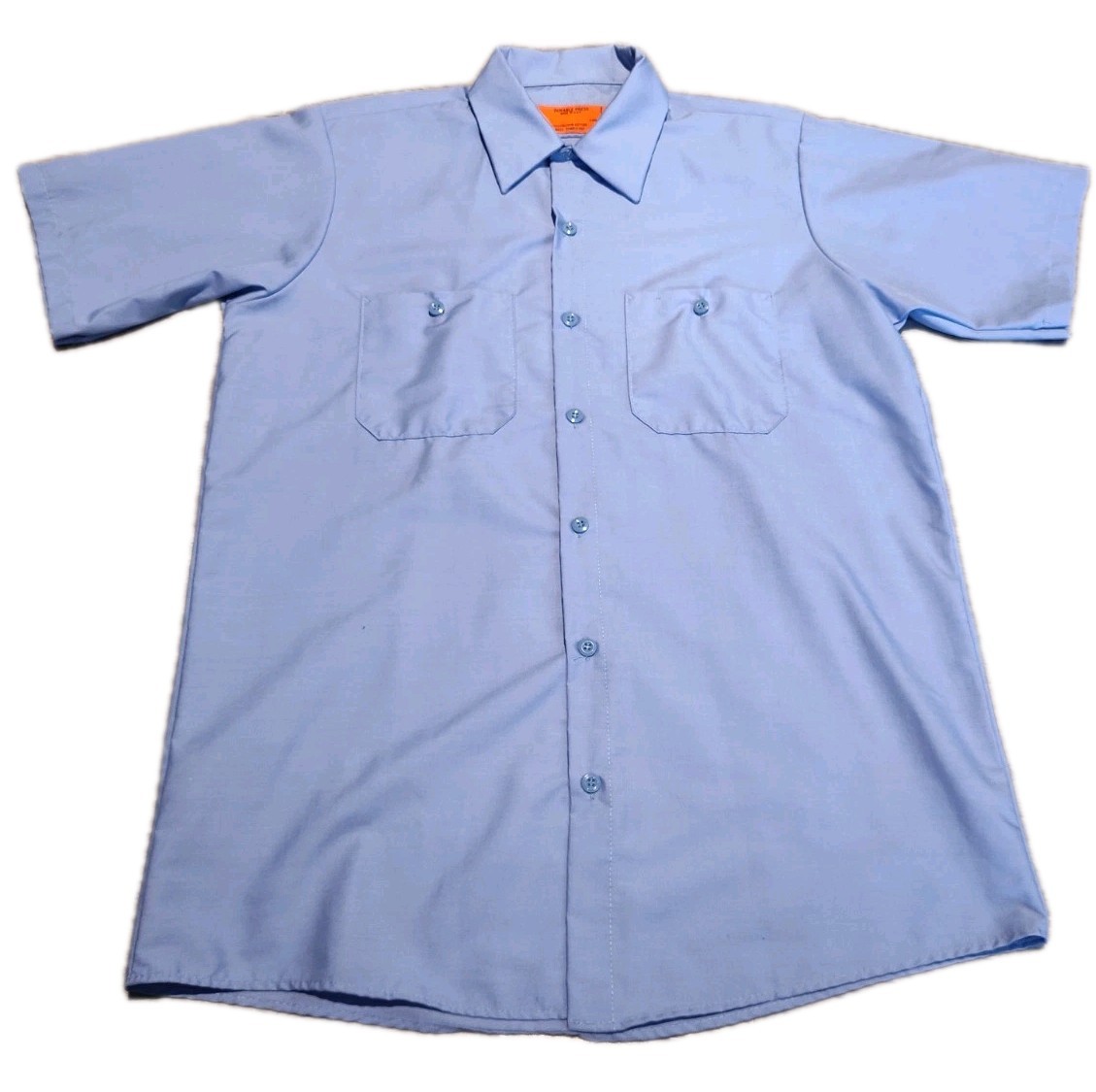 Red Kap Shirt Mens Blue Work Shirt Short Sleeve Button-Up SP24 Made In USA EUC M