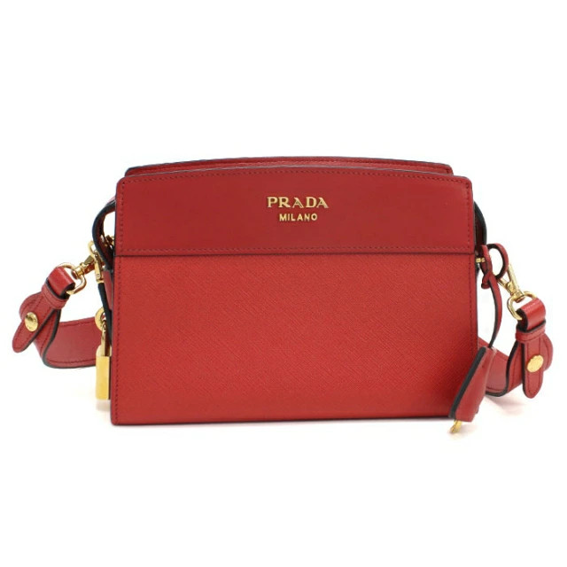 PRADA 1BH013 Saffiano Leather Crossbody Diagonal Shoulder Bag Rosso Red