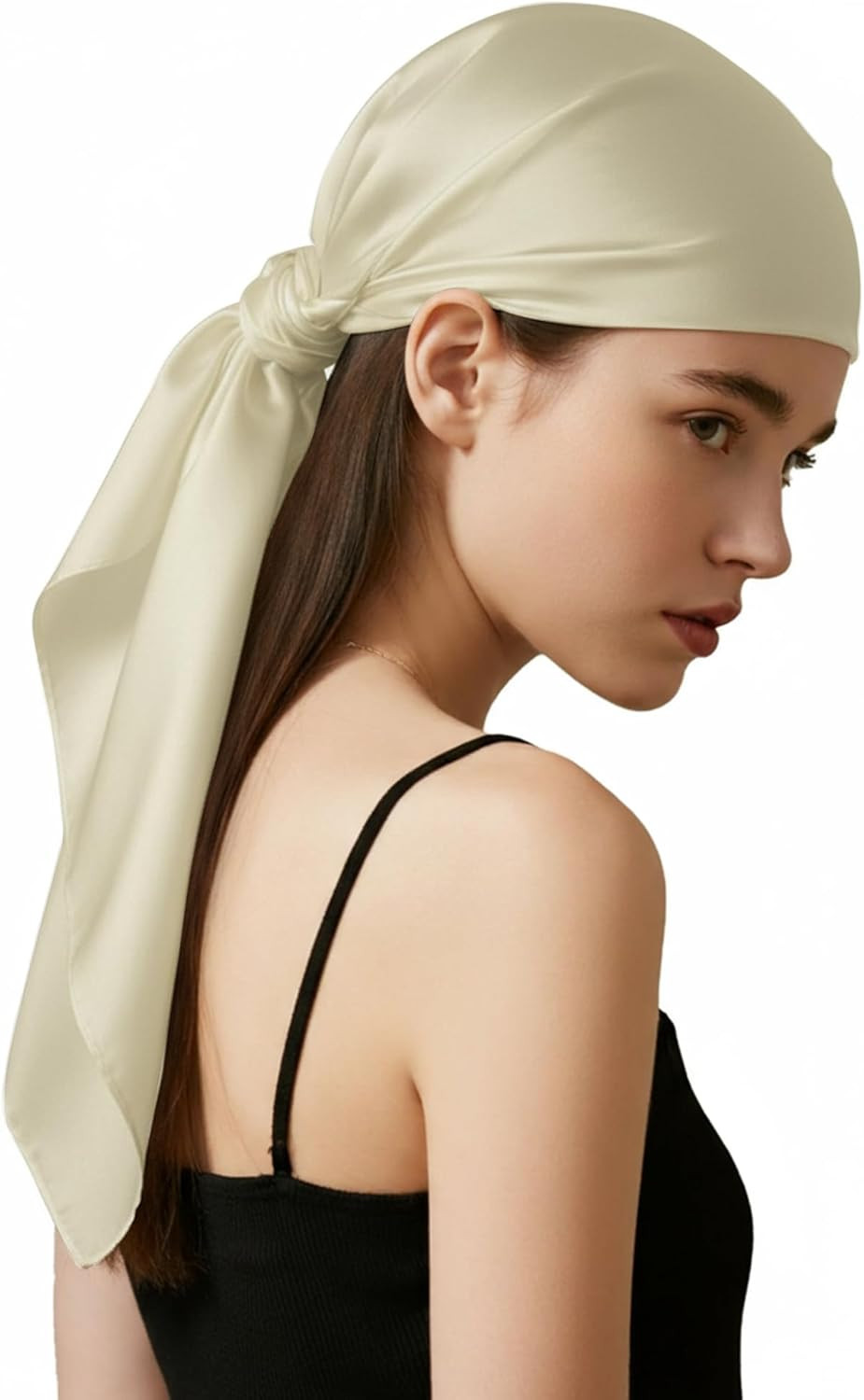 Bandanas for Women 35″ Square Silk-Like Satin Head Scarf with Gift Set (Box & Ca