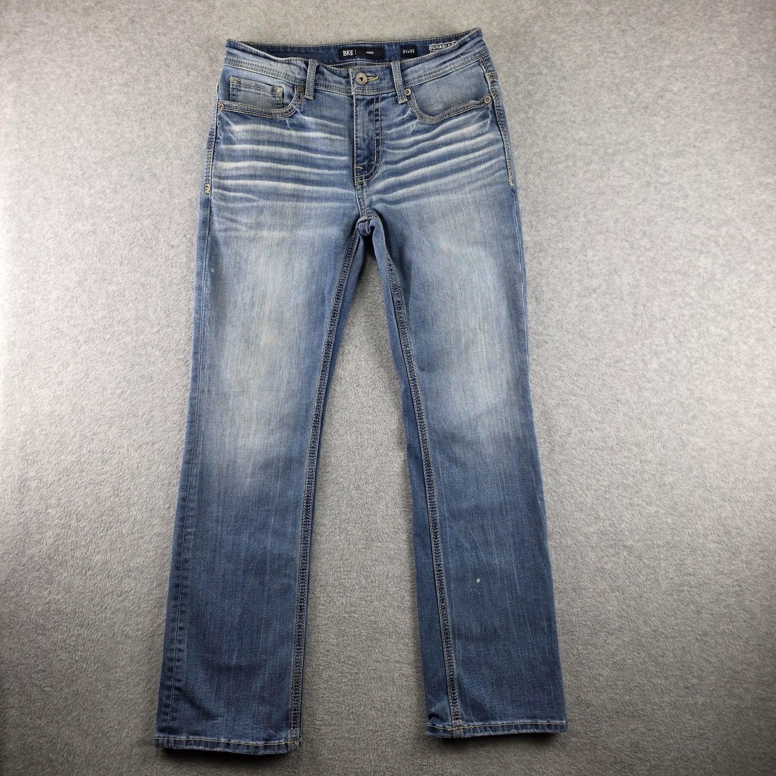 BKE Aiden Jeans Mens 31×32 Blue Slim Straight Stretch Light Wash Denim