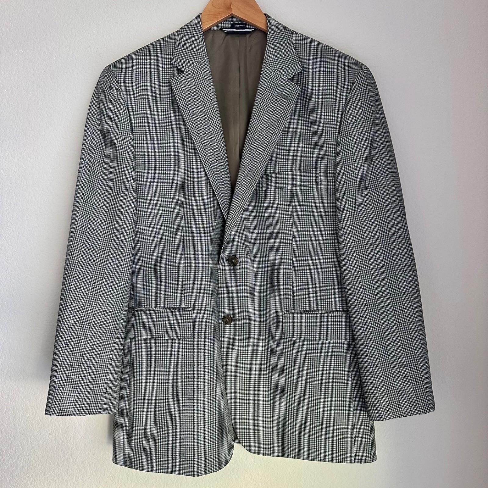 Nautica Men’s Gray Houndstooth Windowpane Sport Coat Blazer Men’s 42R Classic