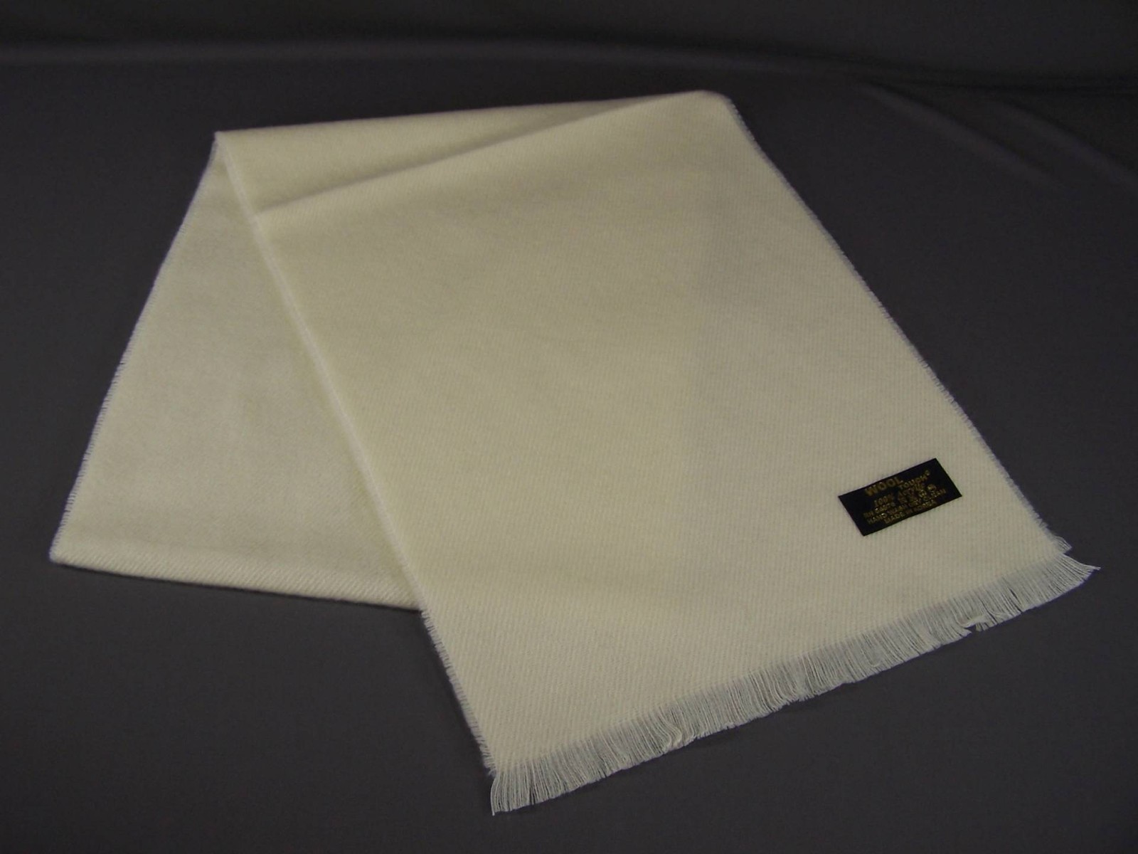 Cream Off White smooth flat knit wool touch feel scarf 56″ long winter wrap soft
