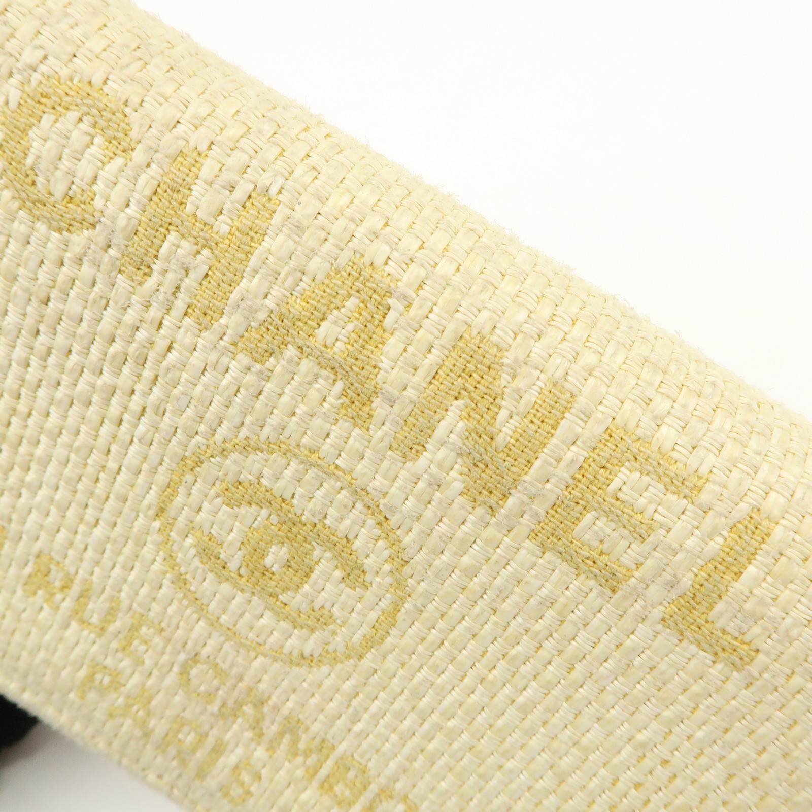 CHANEL Deauville COCO Mark Raffia Leather Long Wallet Yellow Authentic Used F/S