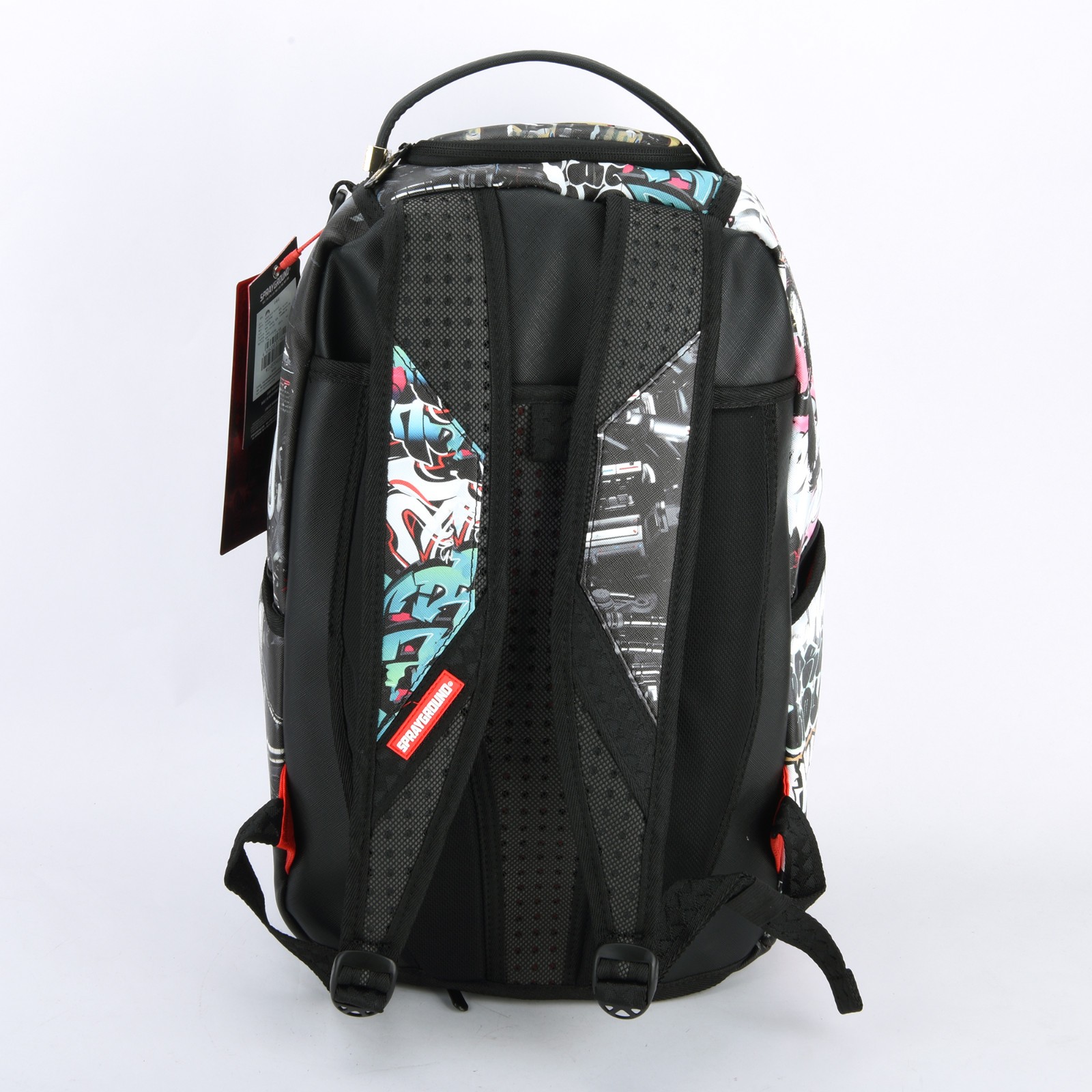 Sprayground New City Android Shark Leather Bag zipper Backpack Unisex Black