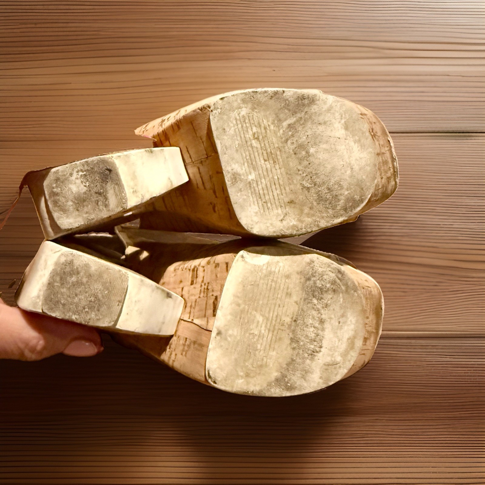 Michael Kors Cork Platform Sandals Sculptural Cutout Block Heel Slingback 7.5M