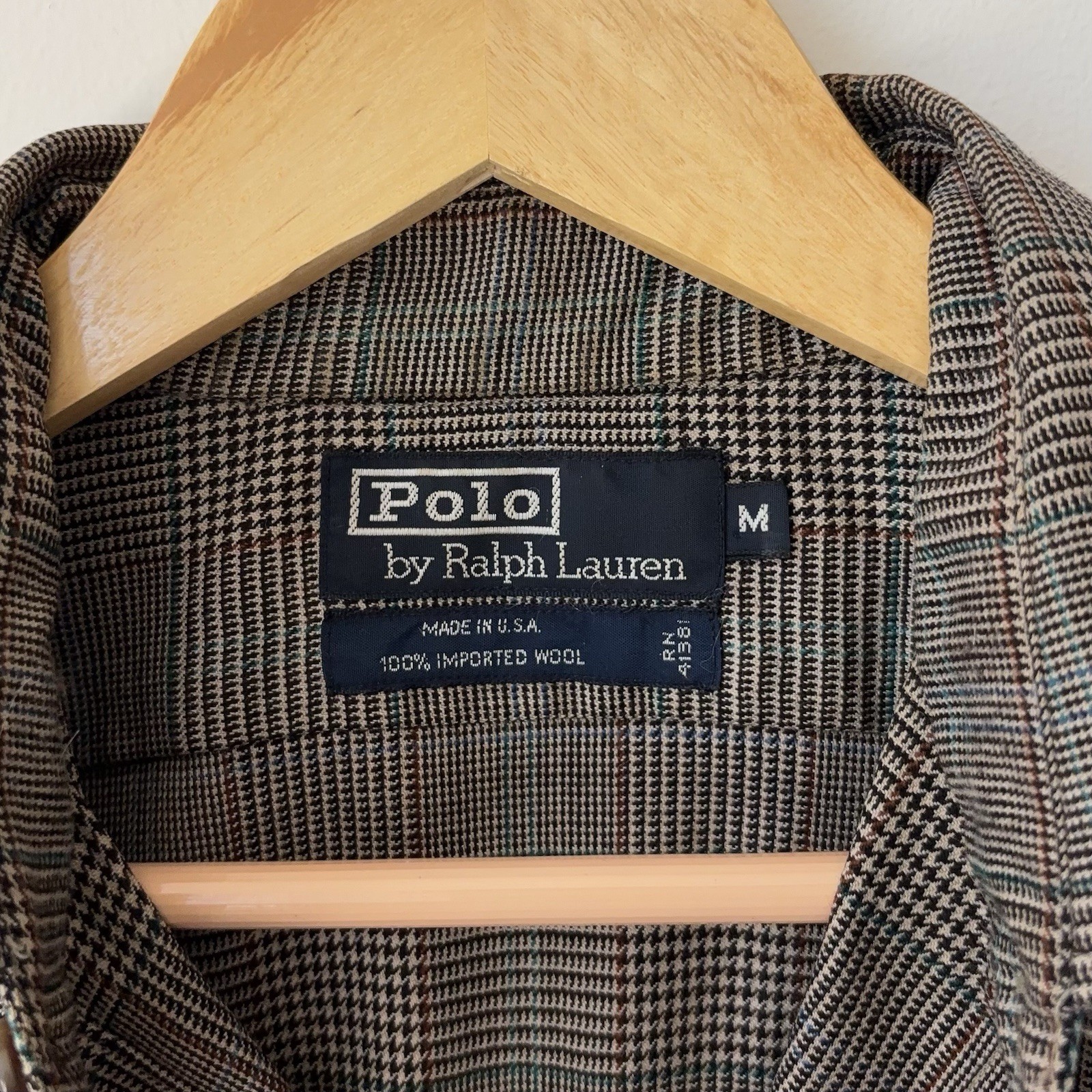 Vintage Polo Ralph Lauren 100% Wool Utility Shirt Men’s M Houndstooth MiUSA
