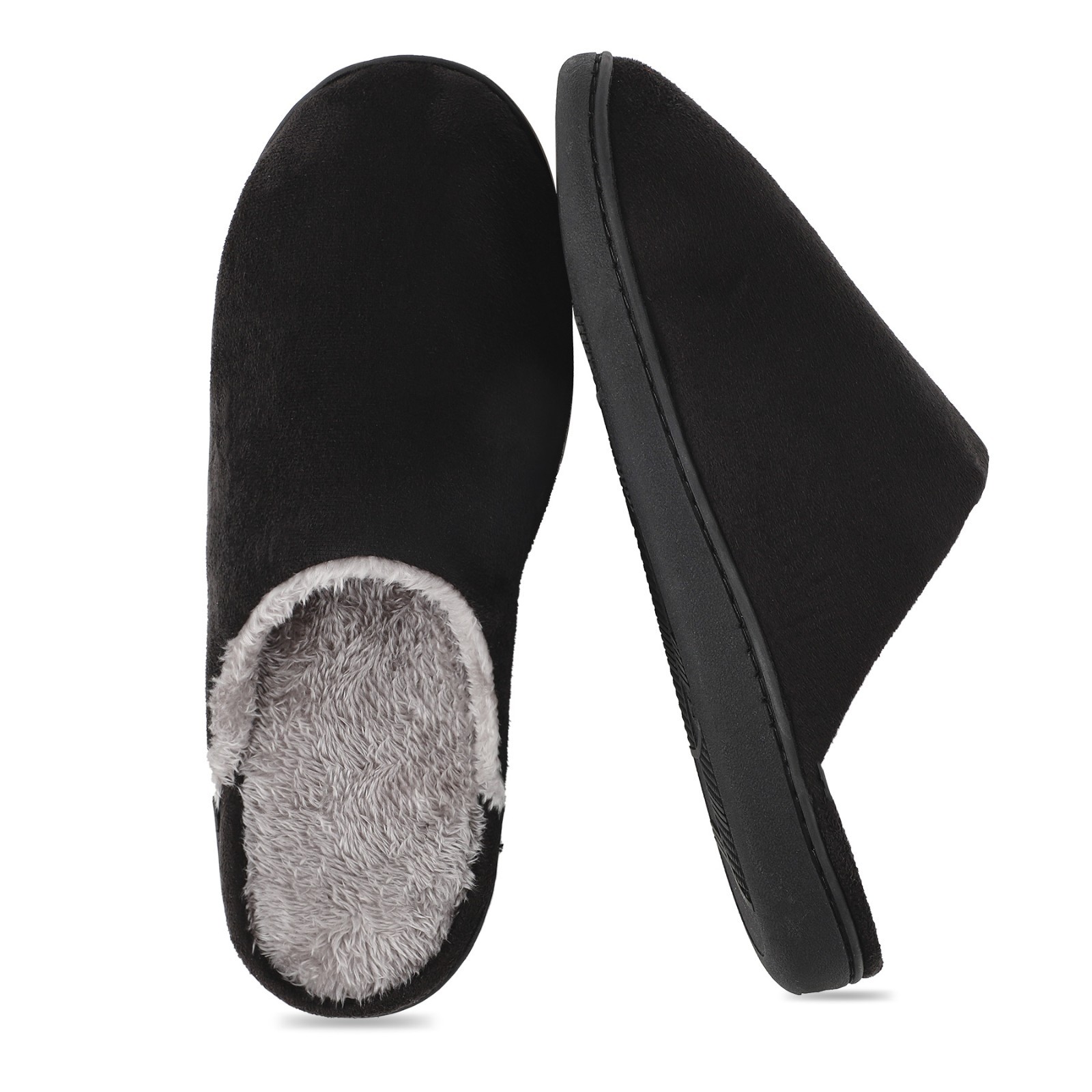 riemot Mens Furry Warm Slippers Memory Foam Slippers Comfortable House Slippers