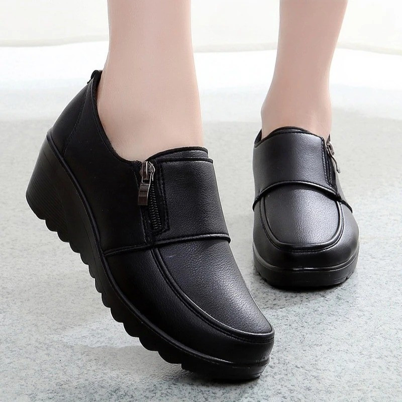 Women’S Wedge Ankle Boots Zip up Soft Sole Non Slip Comfortable Dress Shoes