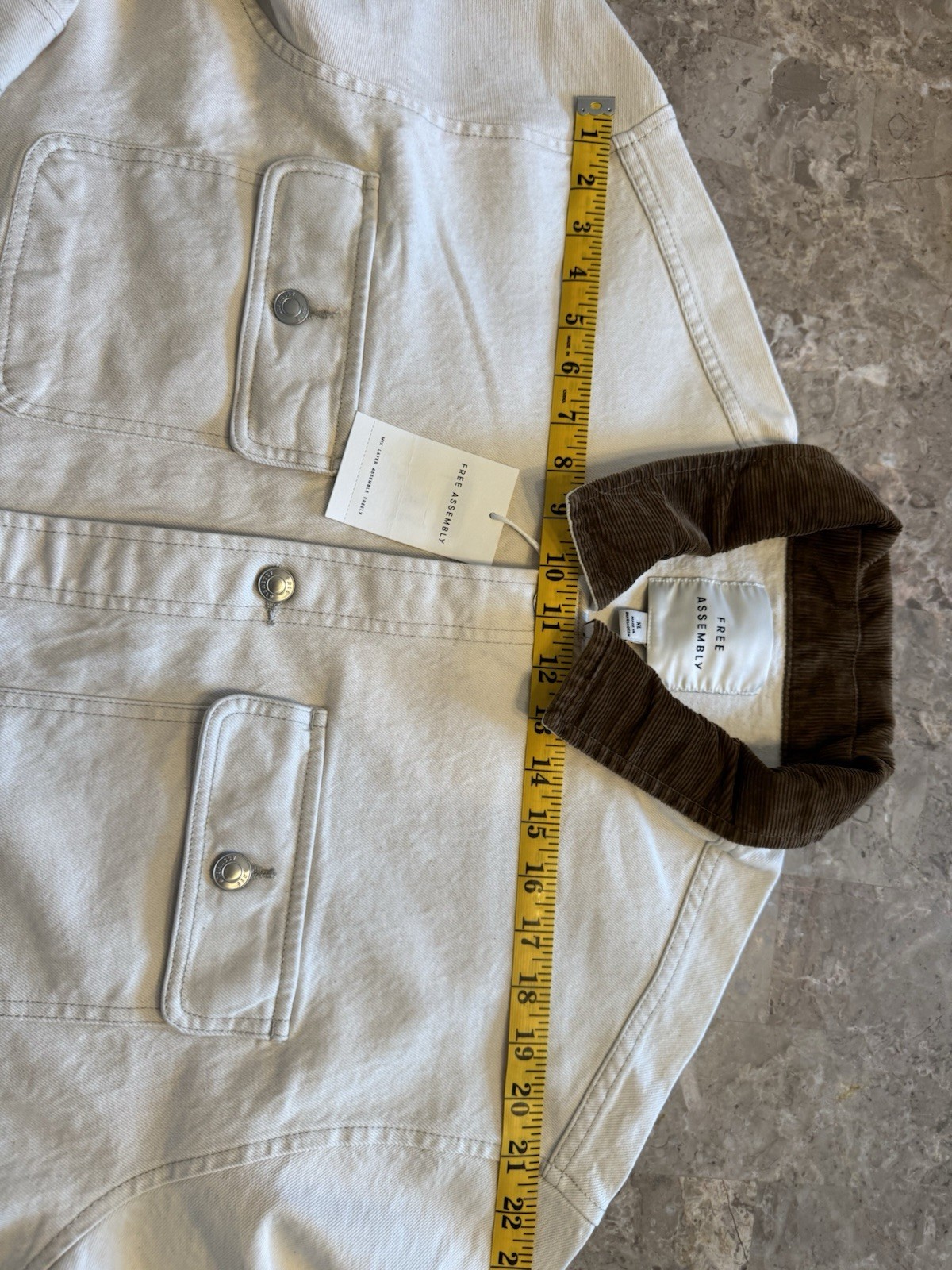Free Assembly Men’s Canvas Barn Jacket Corduroy Collar Chore Coat Cream XL NWT