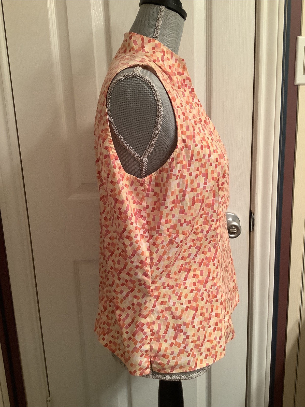 Talbots 14 Multicolored Sleeveless V Neck Side Zipper Cotton Spandex Stretch