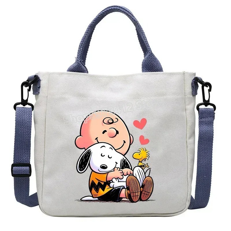 Snoopy Cartoon Canvas Tote Bag Large Capacity Unisex Shoulder Crossbody Bag Gift