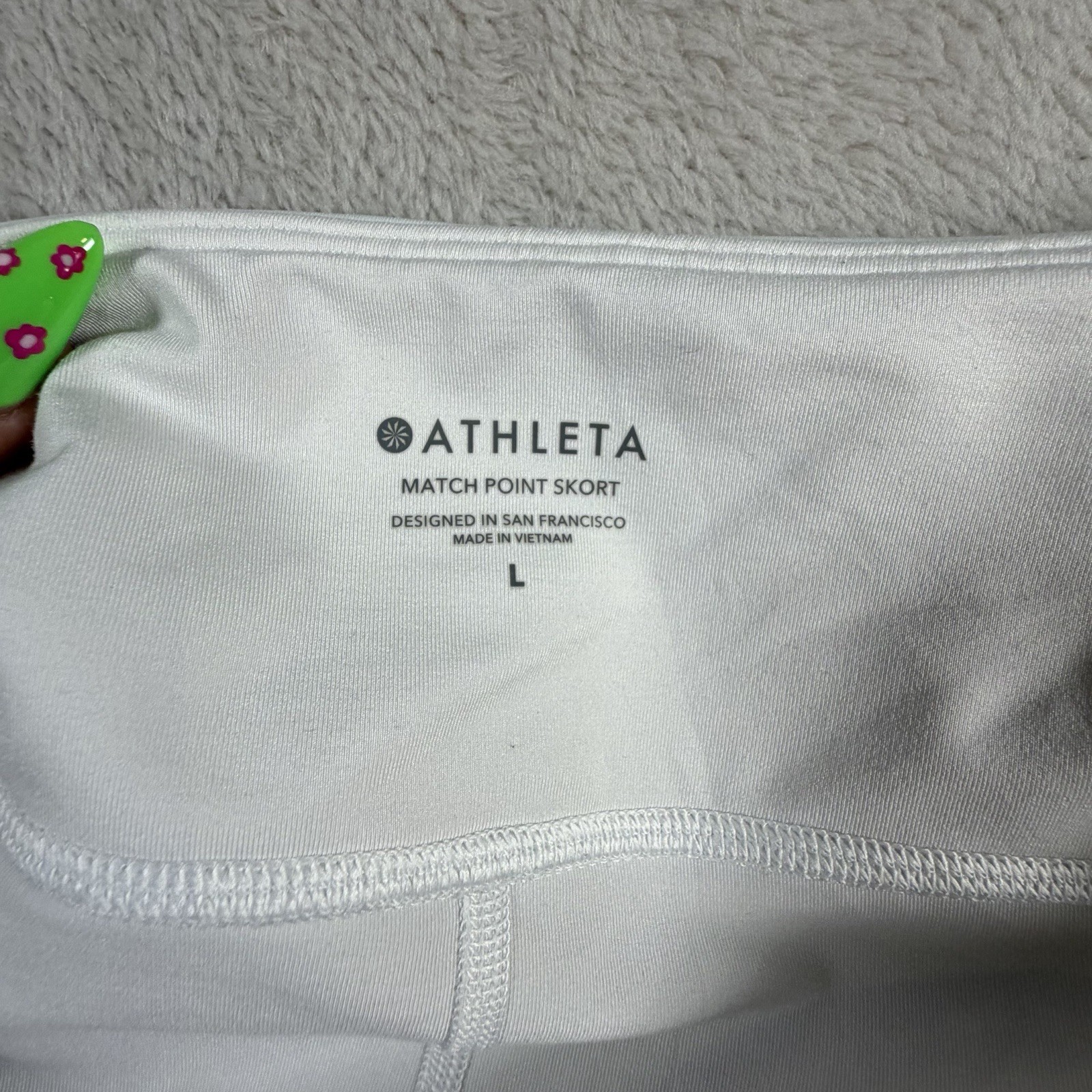 Athleta Match Point Skort White Tennis Golf Athletic Skirt Built In Shorts L