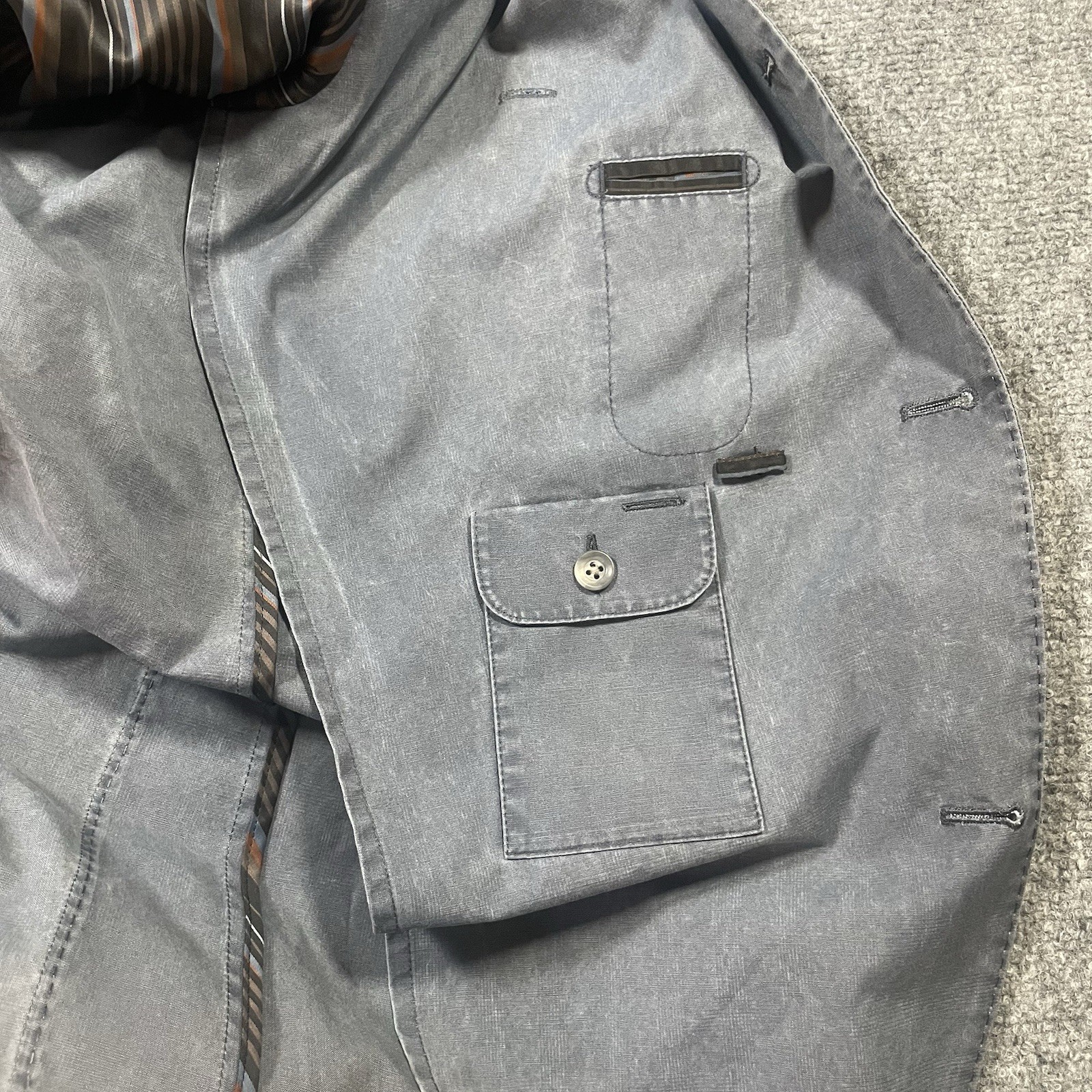 Kroon Unstructured Blazer Jacket Size 45L Blue Cotton Blend Double Vent Dinner