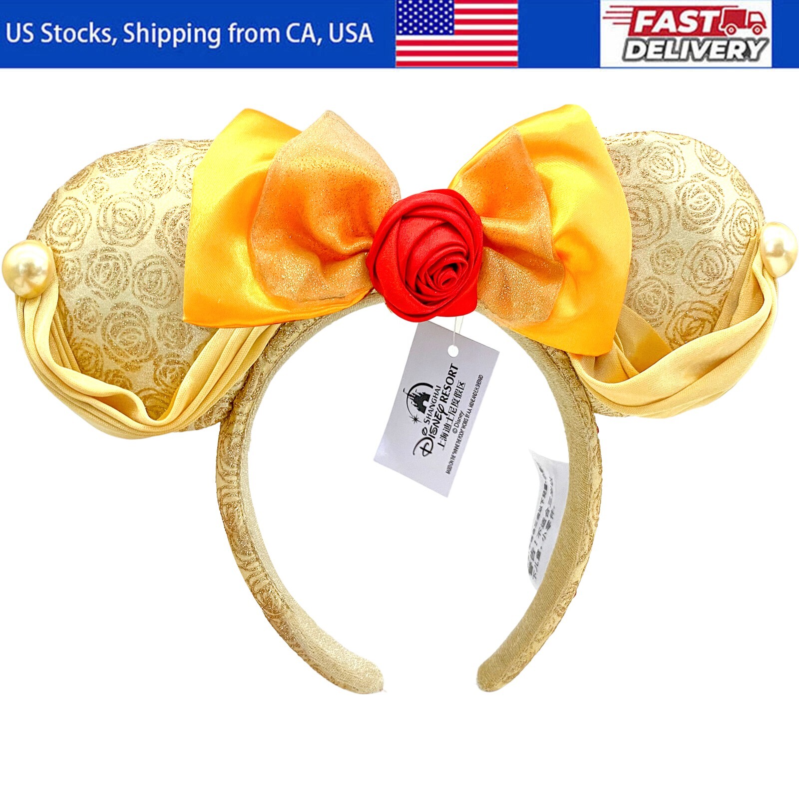 Disney’s Beauty and the Beast Belle Minnie Mouse Ears Bow Mickey Headband USA