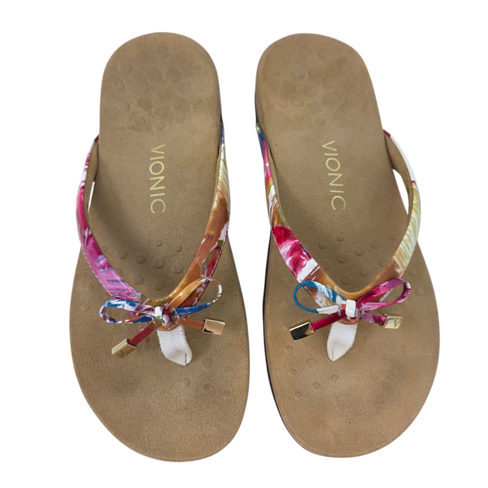 Vionic Bella II Floral Thong Sandal 7.5 Women’s TVW1115-2 Comfort Flip Flop EUC