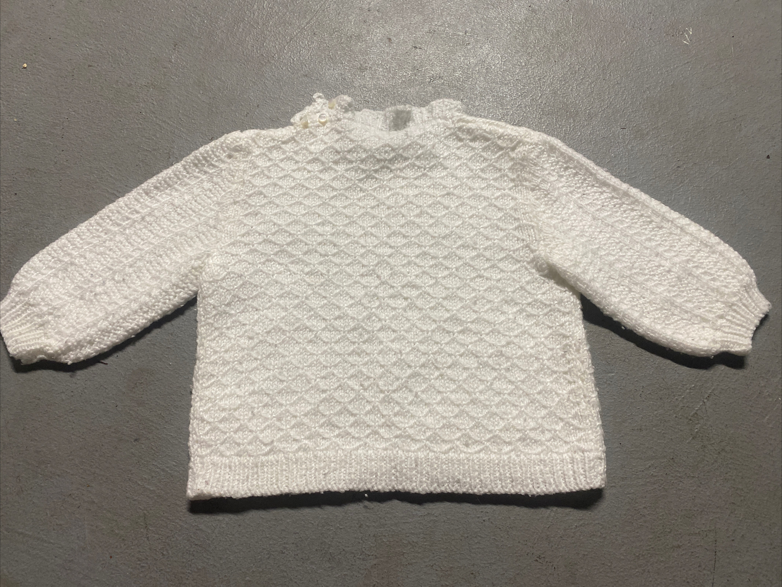 Handmade Sweater infant toddler White Adorable 11 Inches Wide 11 Inches Tall