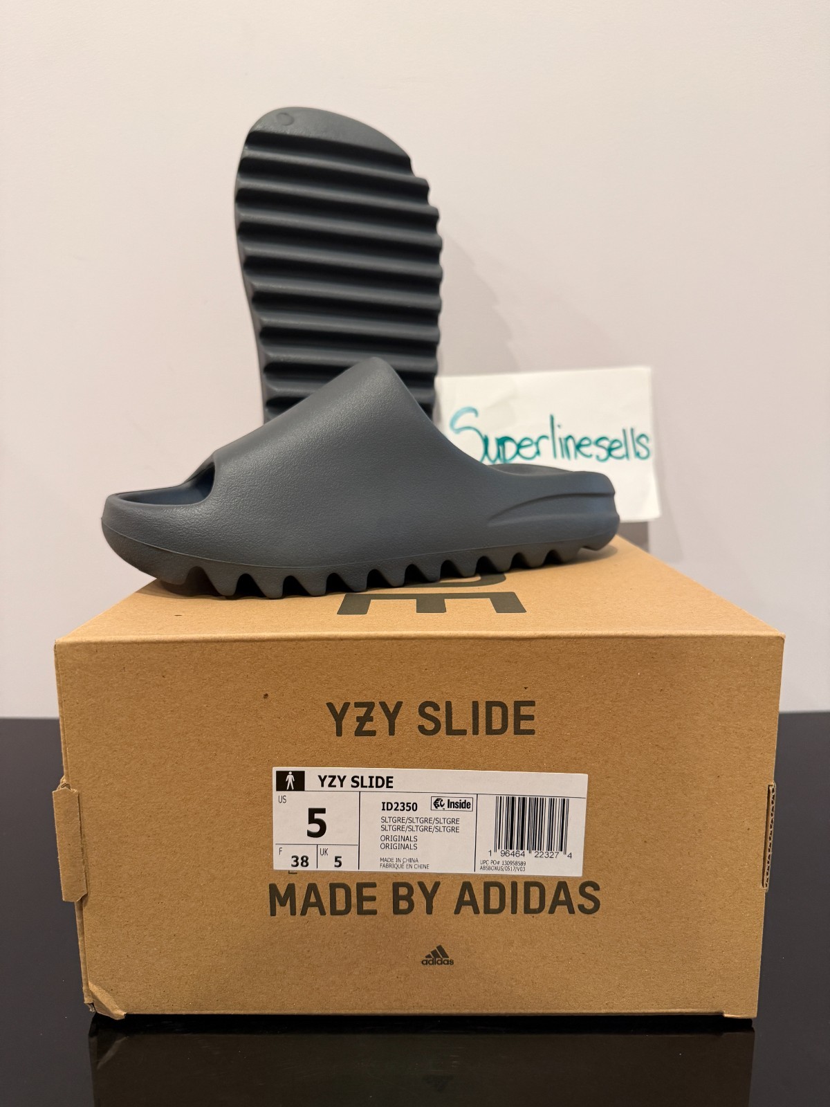 Adidas Yeezy Slide Slate Grey Size 5 (100% Authentic) ID2350