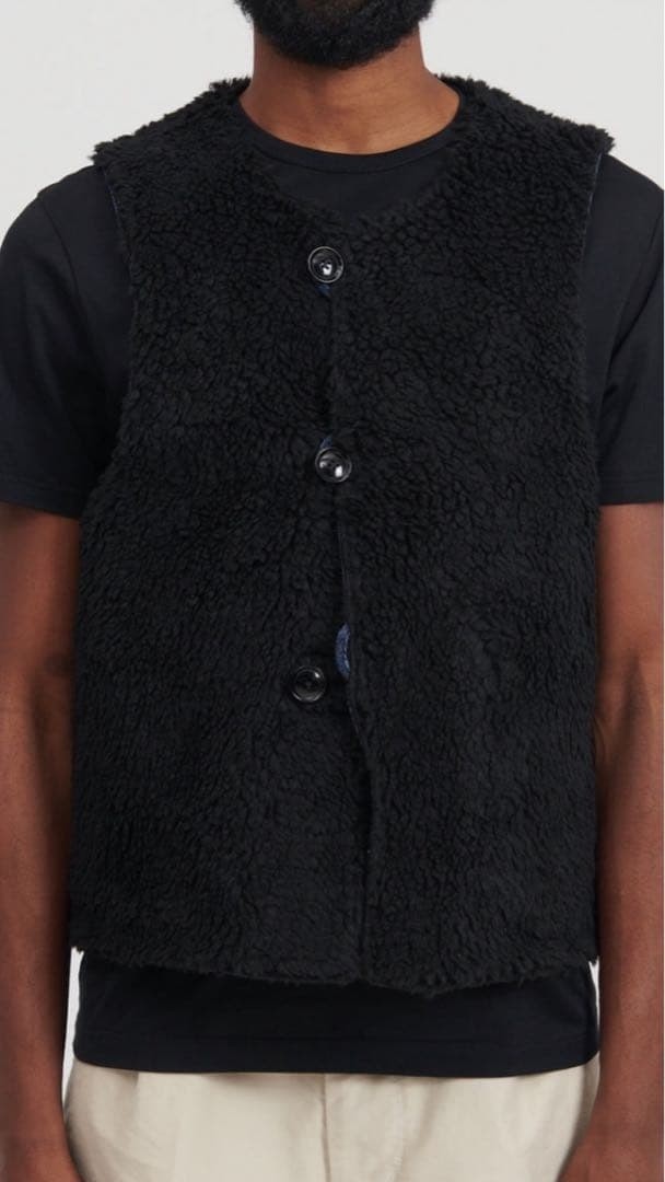 Engineered Garments Over Vest Denim Indigo Nautical Print Reversible M F/S