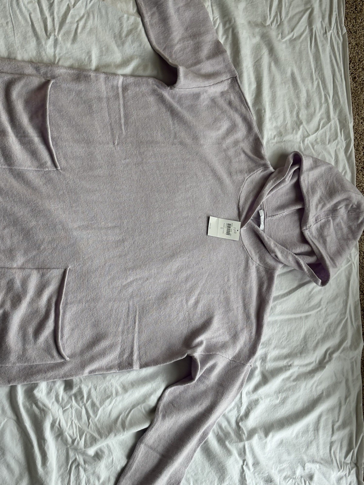 Jjill Patch Pocket Hooded Sweater, Sz. Small, Purple Fog
