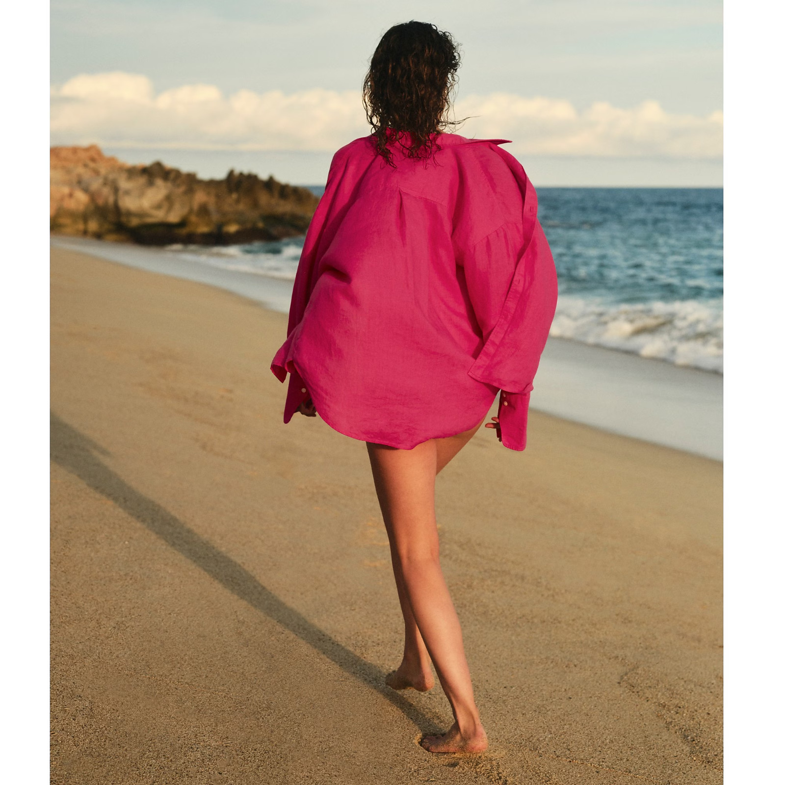 NWT S J.Crew Etienne Oversized Fuchsia Raspberry Shirt Baird McNutt Irish linen