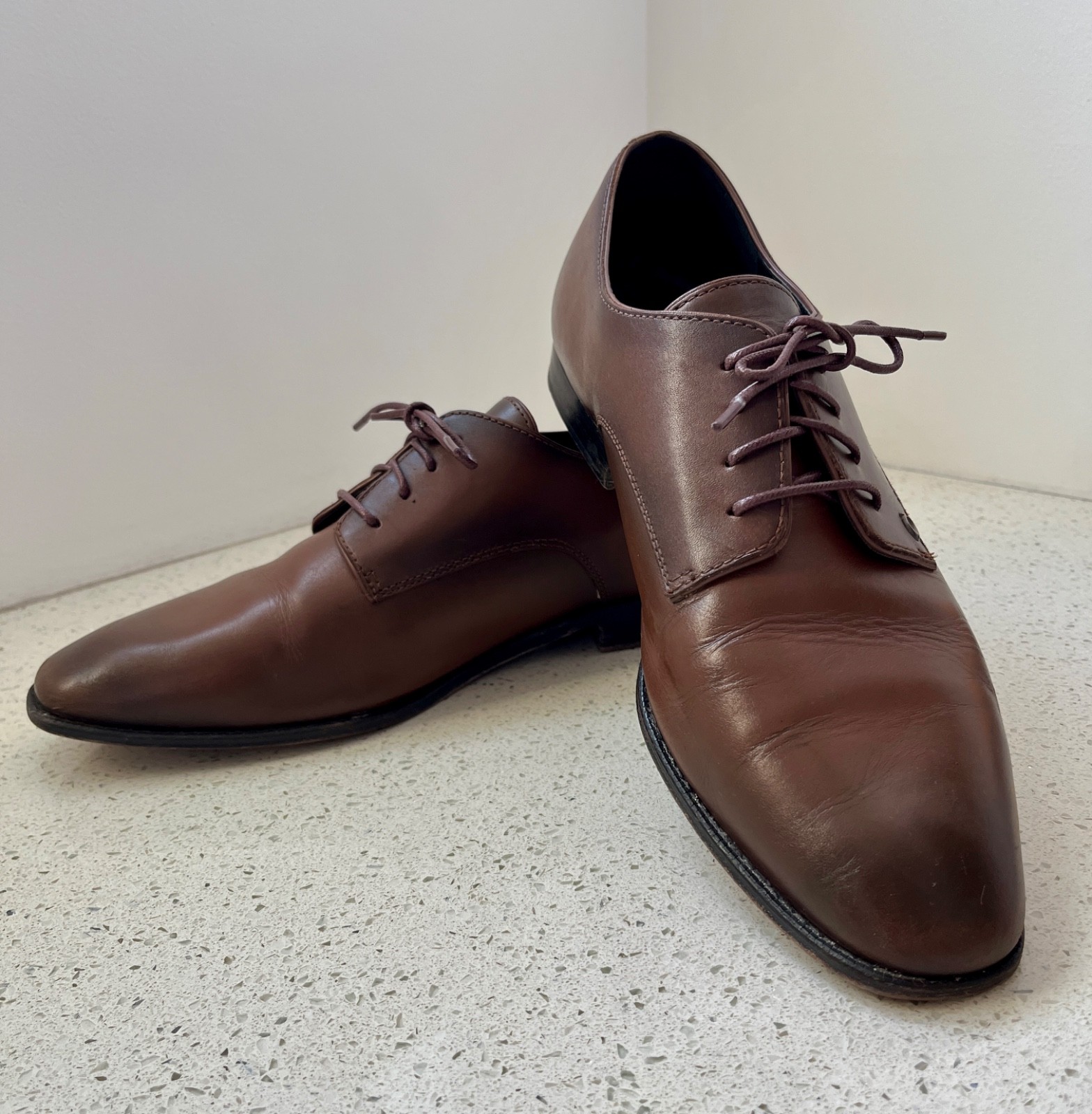Coach C1458 Men’s Brown Leather Derby Dress Shoes Size 12 D Lace Up Made Vietnam
