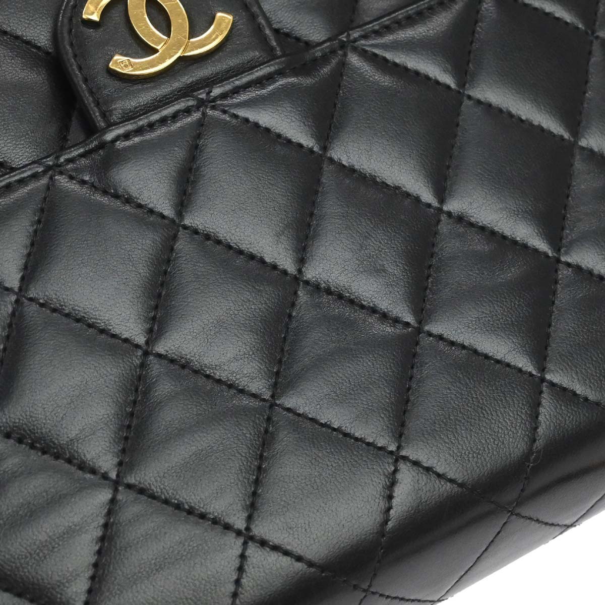 Chanel Black Lambskin Pushlock Medium Half Flap Shoulder Bag 188065