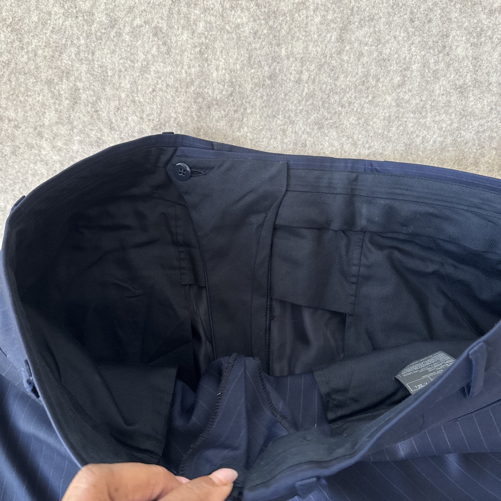 Ermenegildo Zegna Trofeo Suit Mens 54L Blue Pinstriped Wool 36×32 Tailored Fit