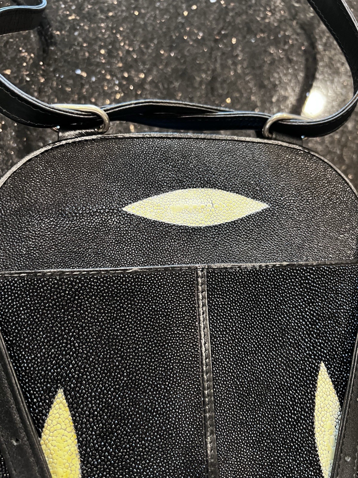 New Kismet Stingray Leather Black Mini Backpack Purse Duo Genuine Exquisite $$$$