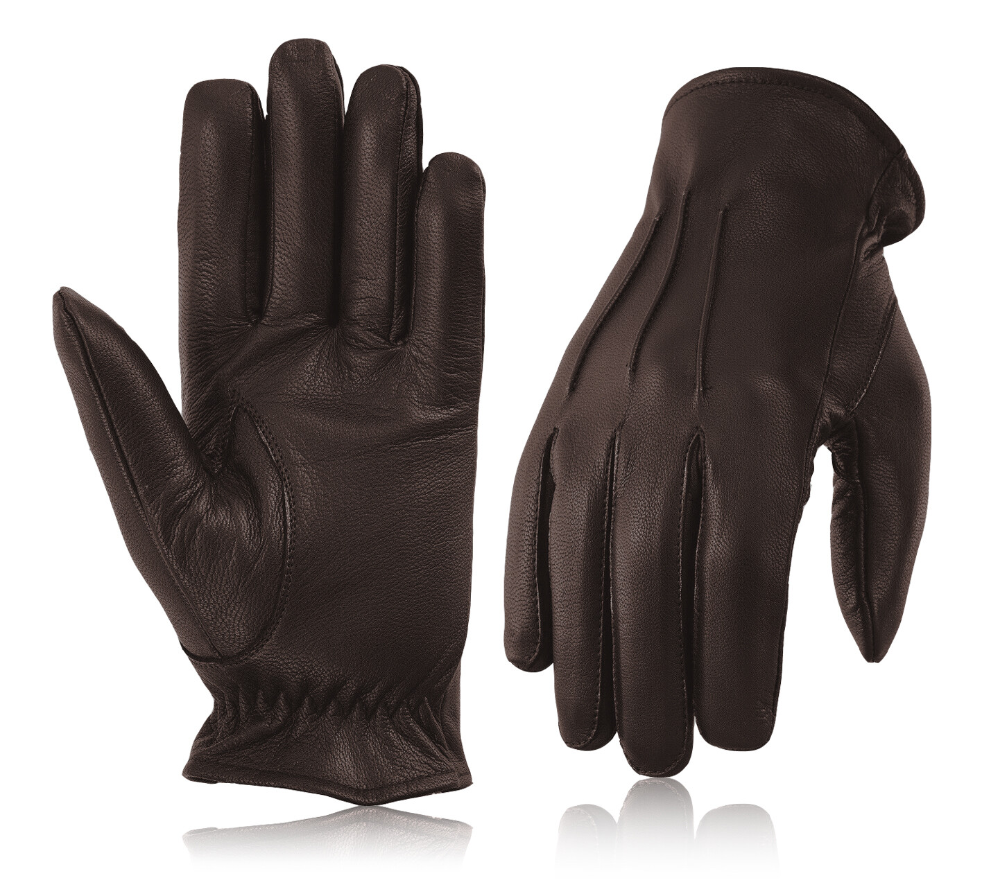 Men’s Leather Police Top Quality Soft Genuine Real Driving Gloves Unlined Black