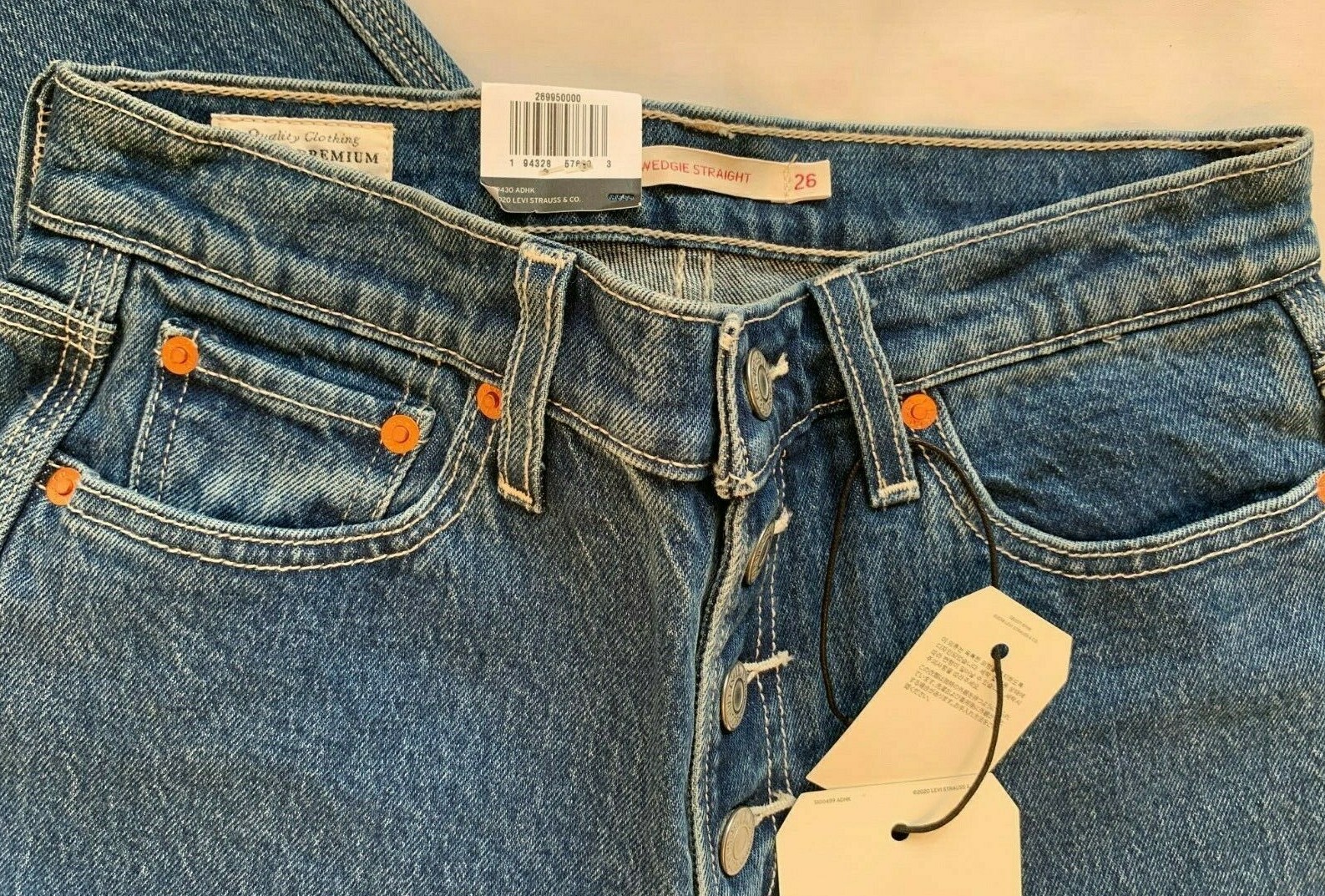 Levi’s Wedgie High Waist Straight Utility Crop Jeans Middle Sister Women 26×26
