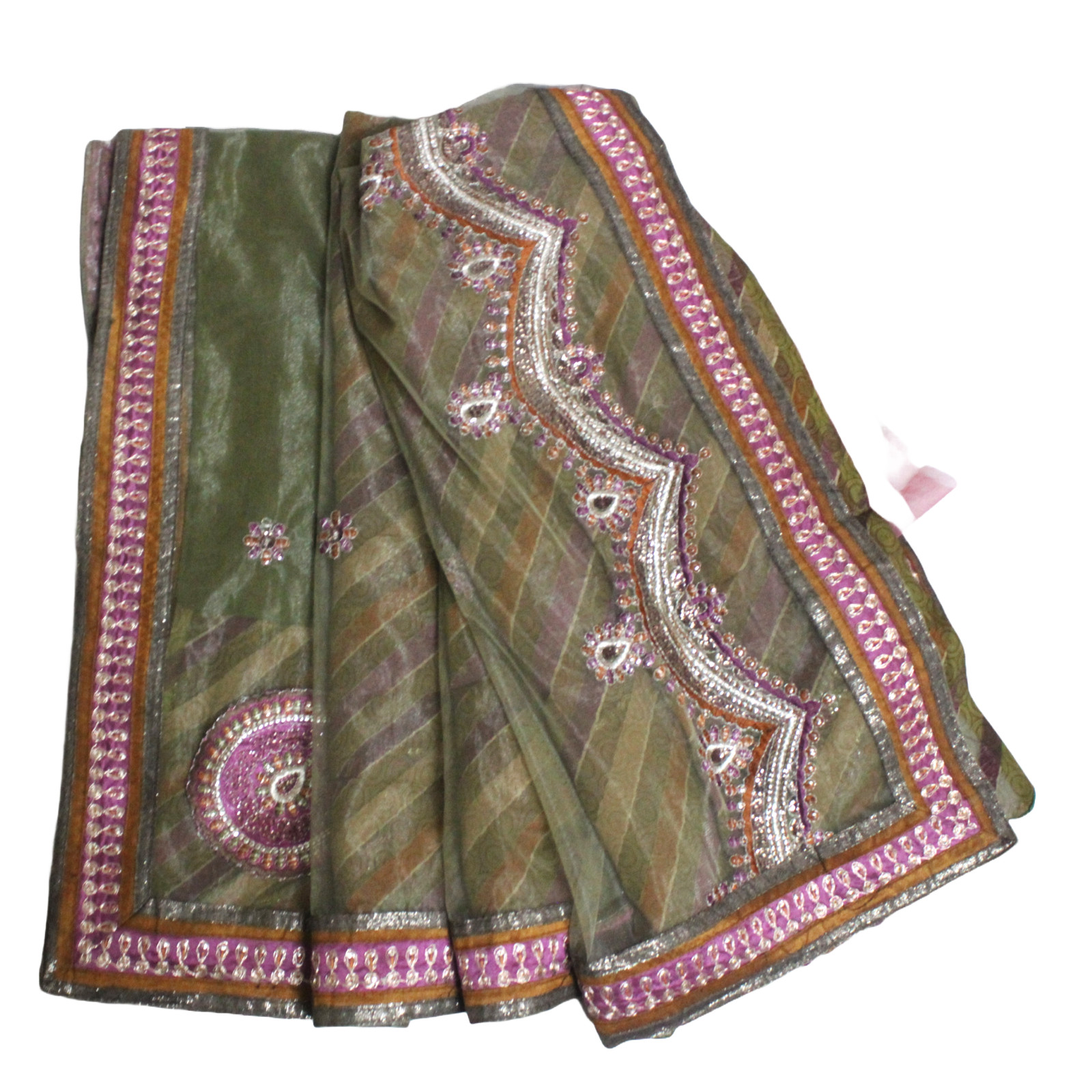 Bridal Dress Saree Indian Women Wrap Used Embroidered Used Recycled Fabric Sari