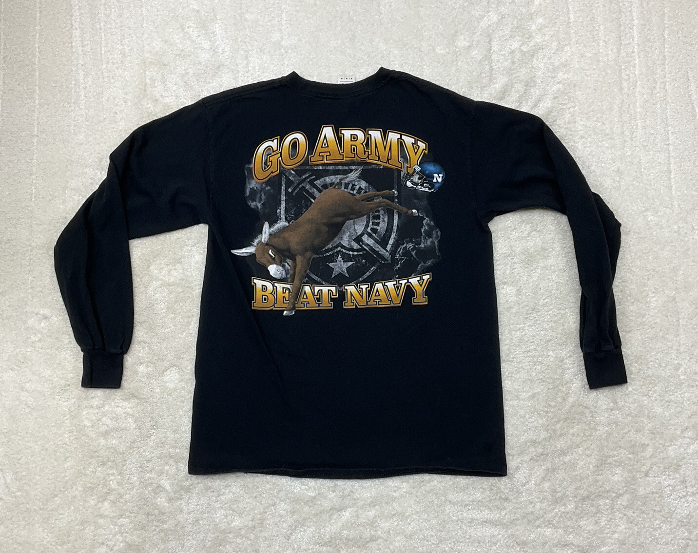Gildan Mens Size M America’s Game Navy Vs Army 2019 Long Sleeve Black T-Shirt