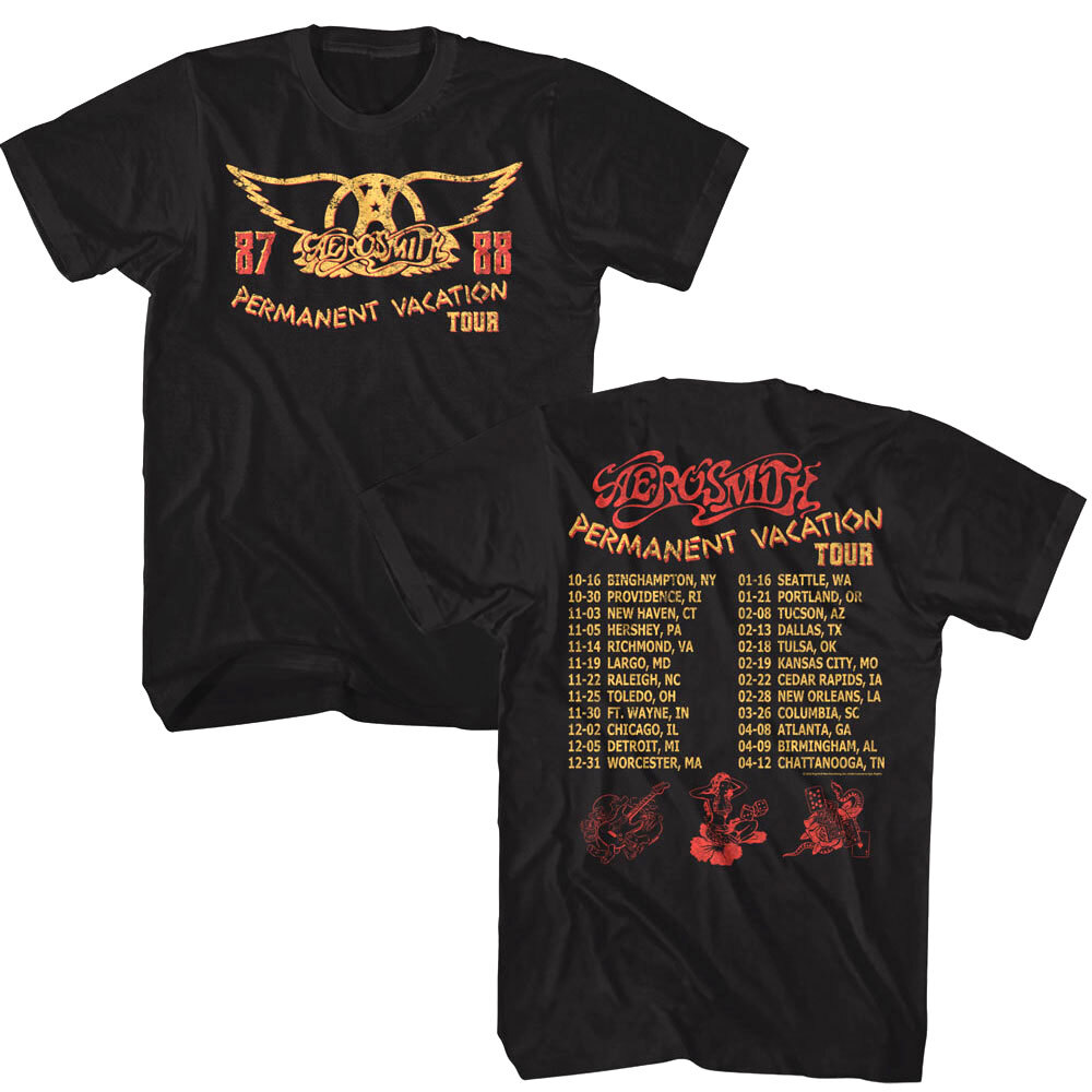 Aerosmith Permanent Vacation Tour ’87-88 Men’s T Shirt Rock Concert Album