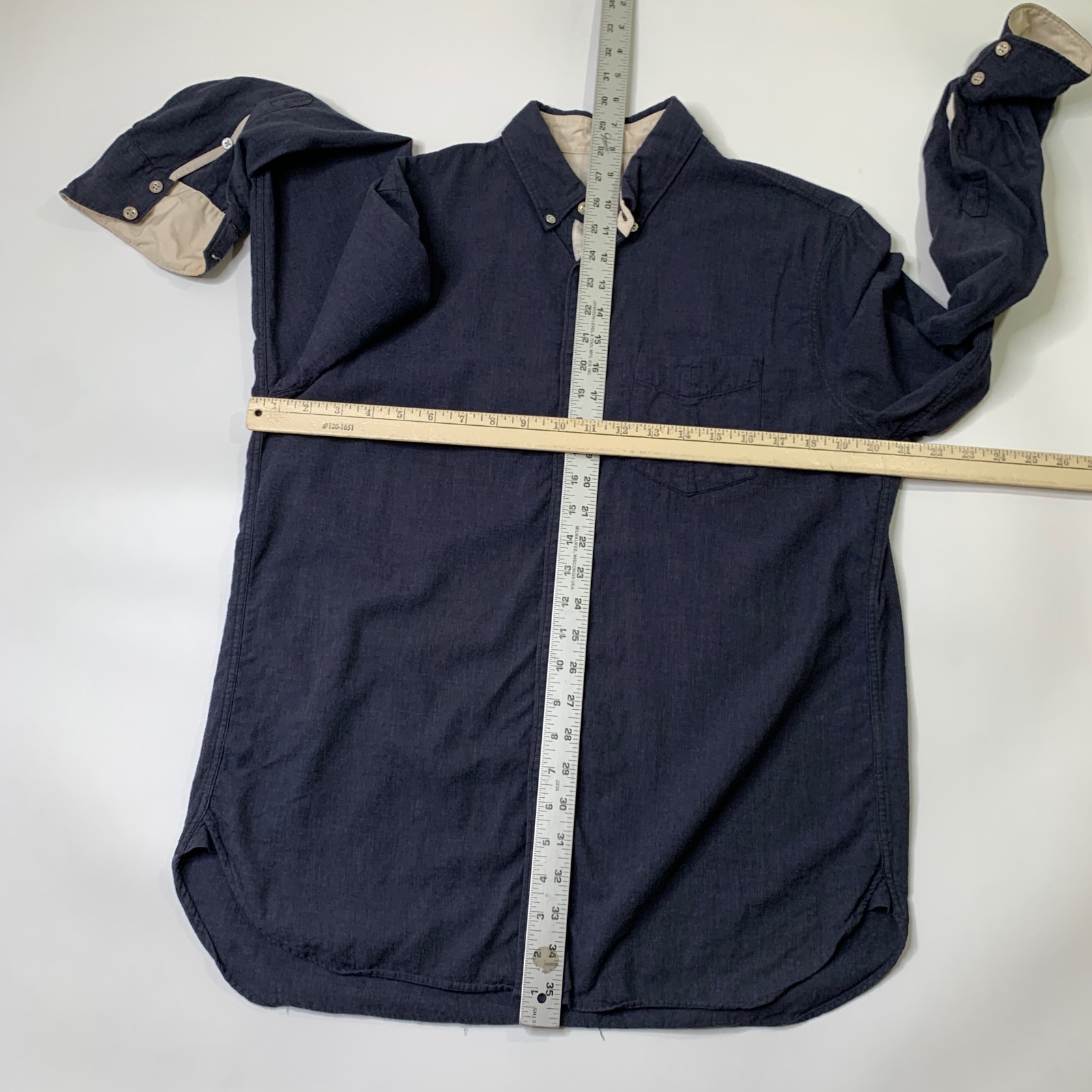 Rag & Bone Shirt Men Large Windsor Standard Issue Long Sleeve Chambray Flip Cuff