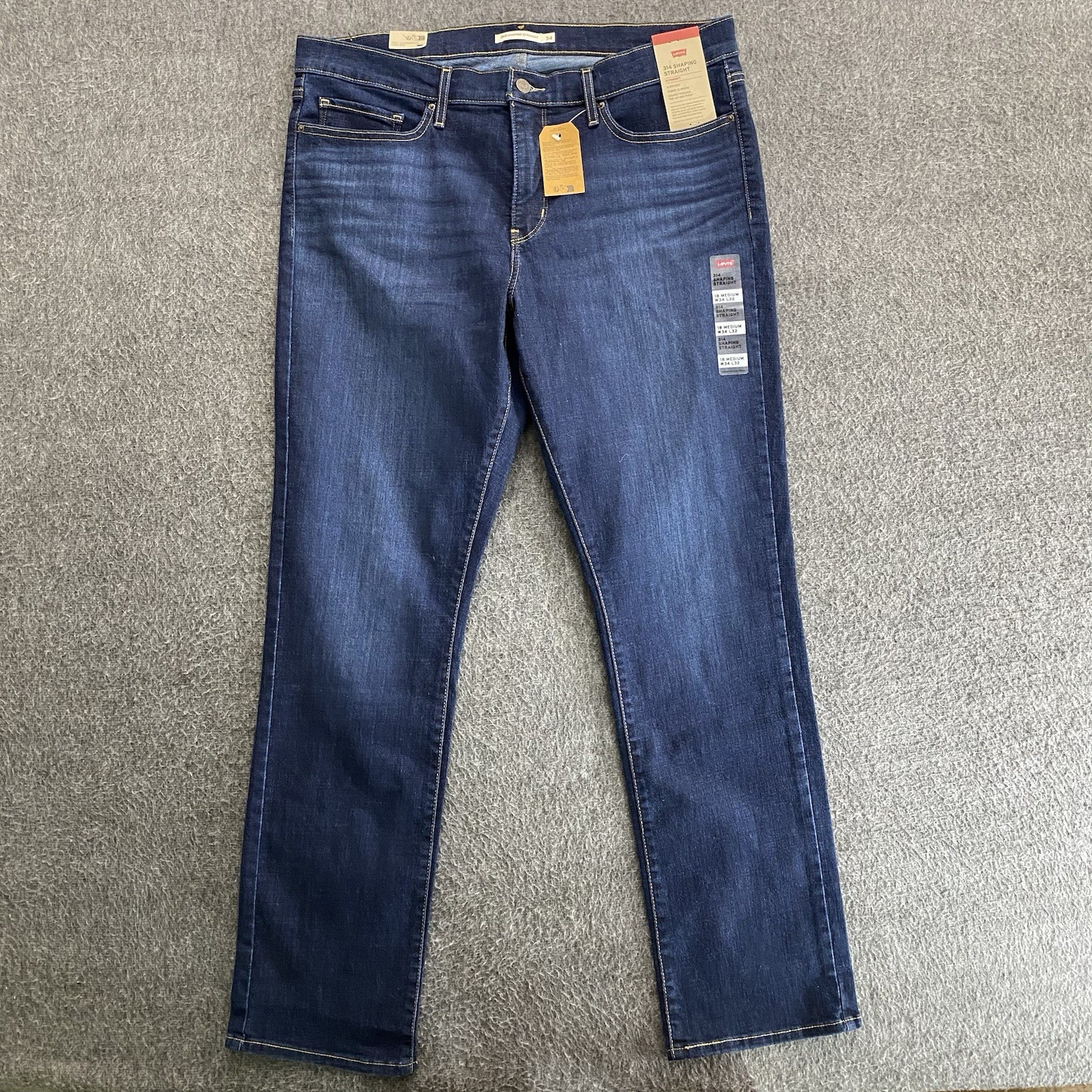 Levi’s 314 Shaping Straight Jeans Womens 34×32 Blue (Measures 37×32) NEW NWT