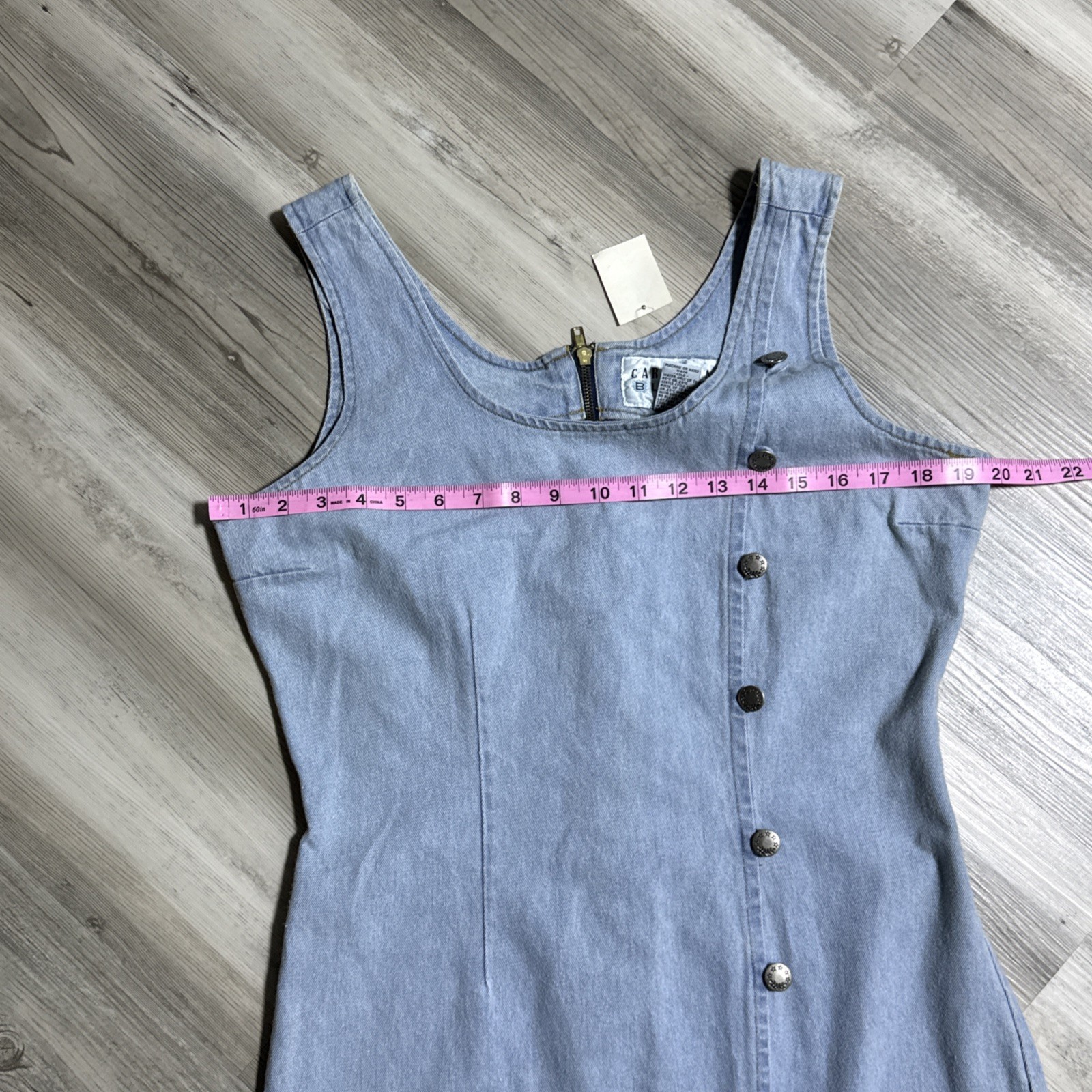 Vtg Denim Dress Maxi Buttons size L Western Rockabilly Zips Form Fitting RARE