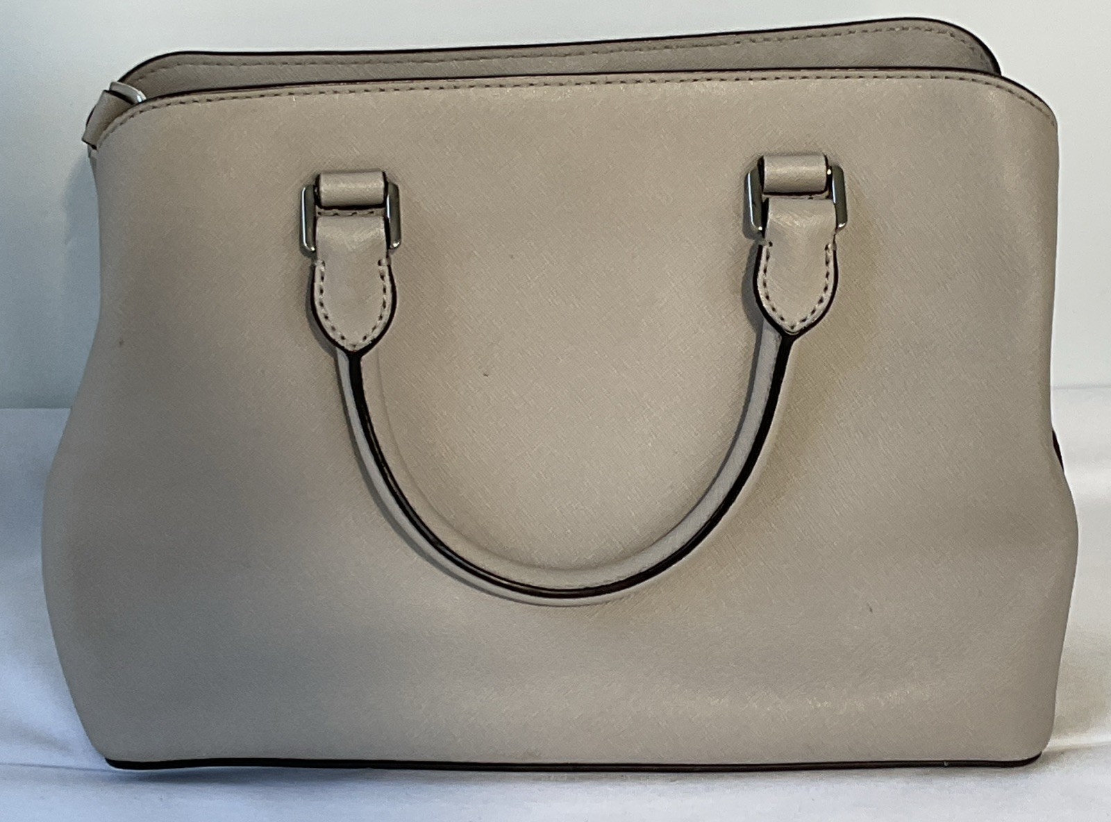 Michael Kors Savannah Medium Saffiano Taupe Satchel Leather Handbag