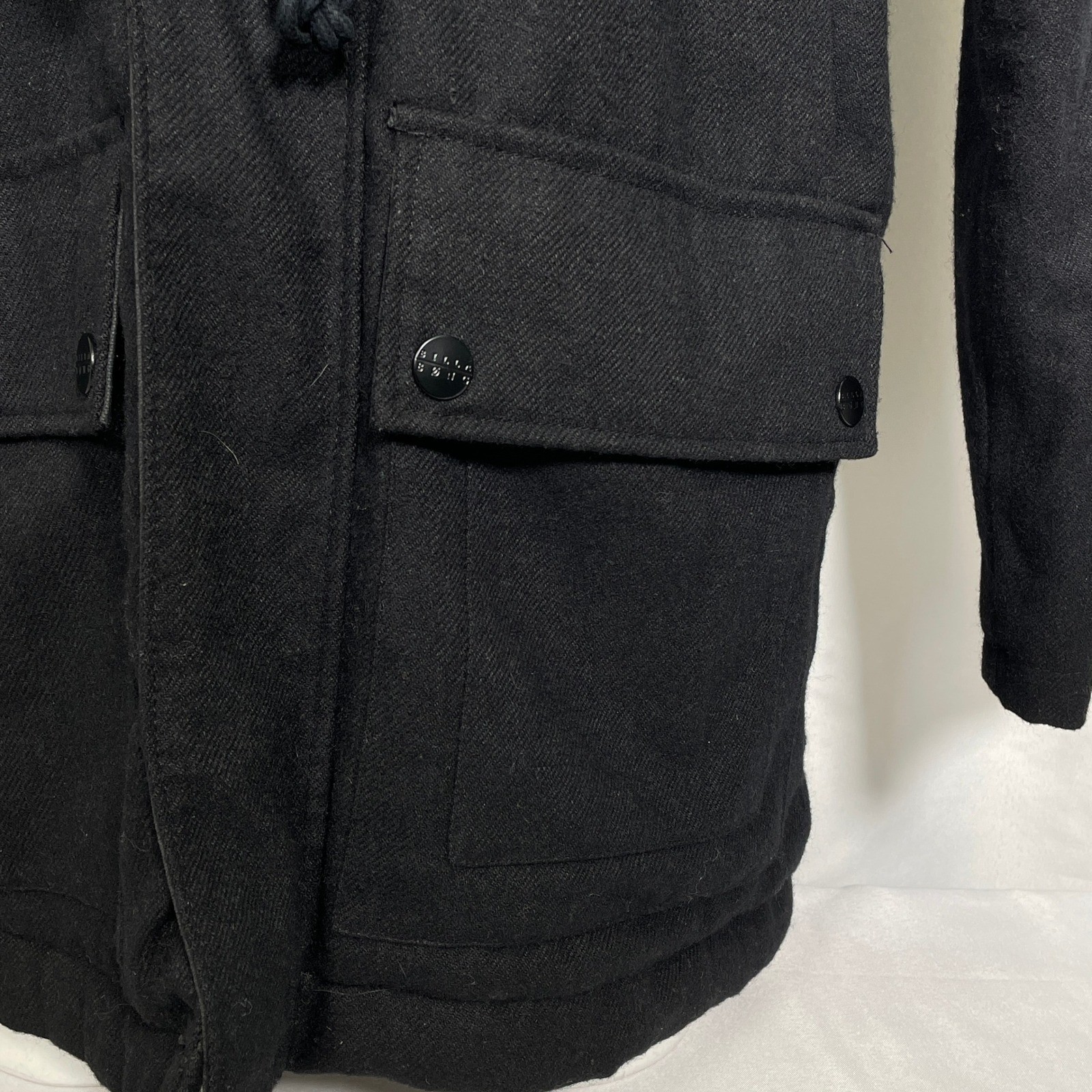 Billabong Black Wool Blend Toggle Duffle Coat Jacket Men’s XL