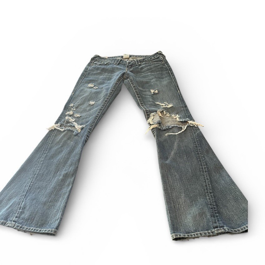 True Religion Joey Jeans First Edition Thick Stitch Size 26 Y2K Distressed