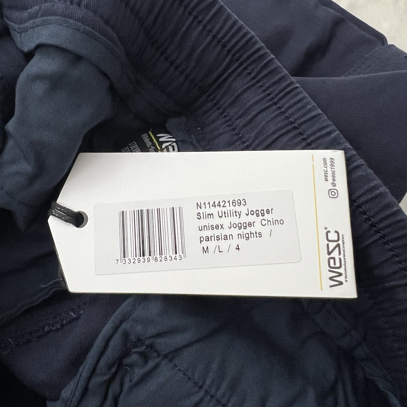 WeSC Mens Slim Utility Jogger Chino Pants Navy Blue Size M