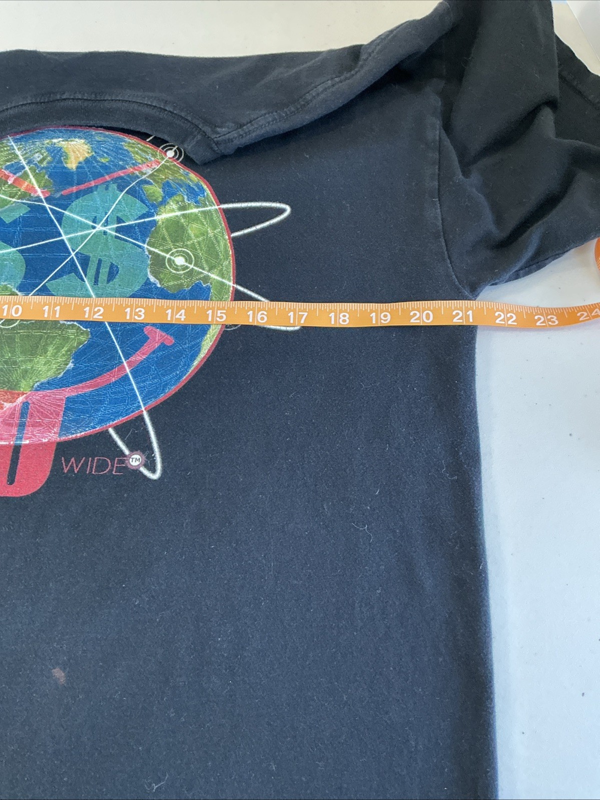 Worldwide Money Makers Black T-shirt Earth Smiley Face with Money Sign Sz L