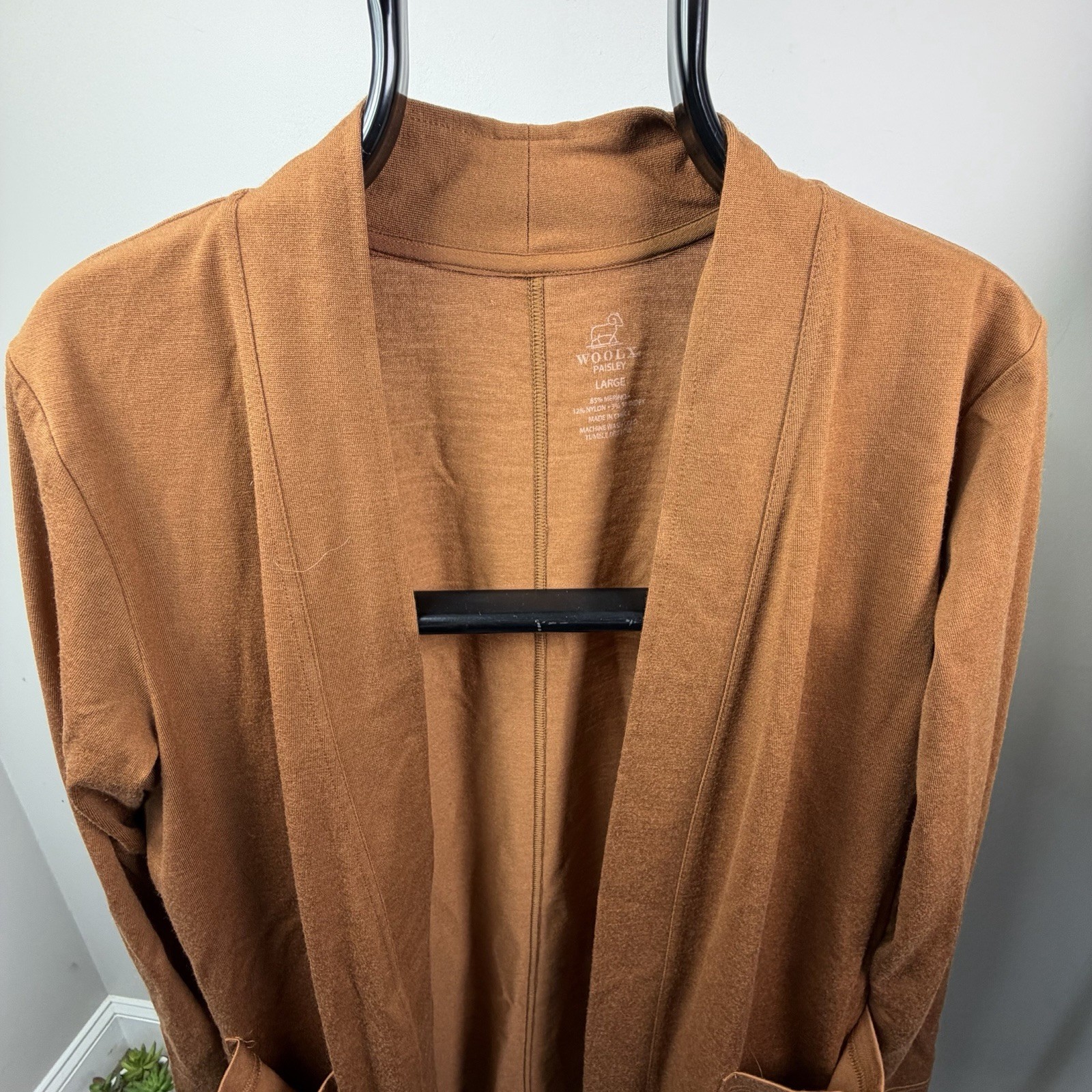 Wool X Women’s Brown 100% Merino Wool Open Long Cardigan Size L