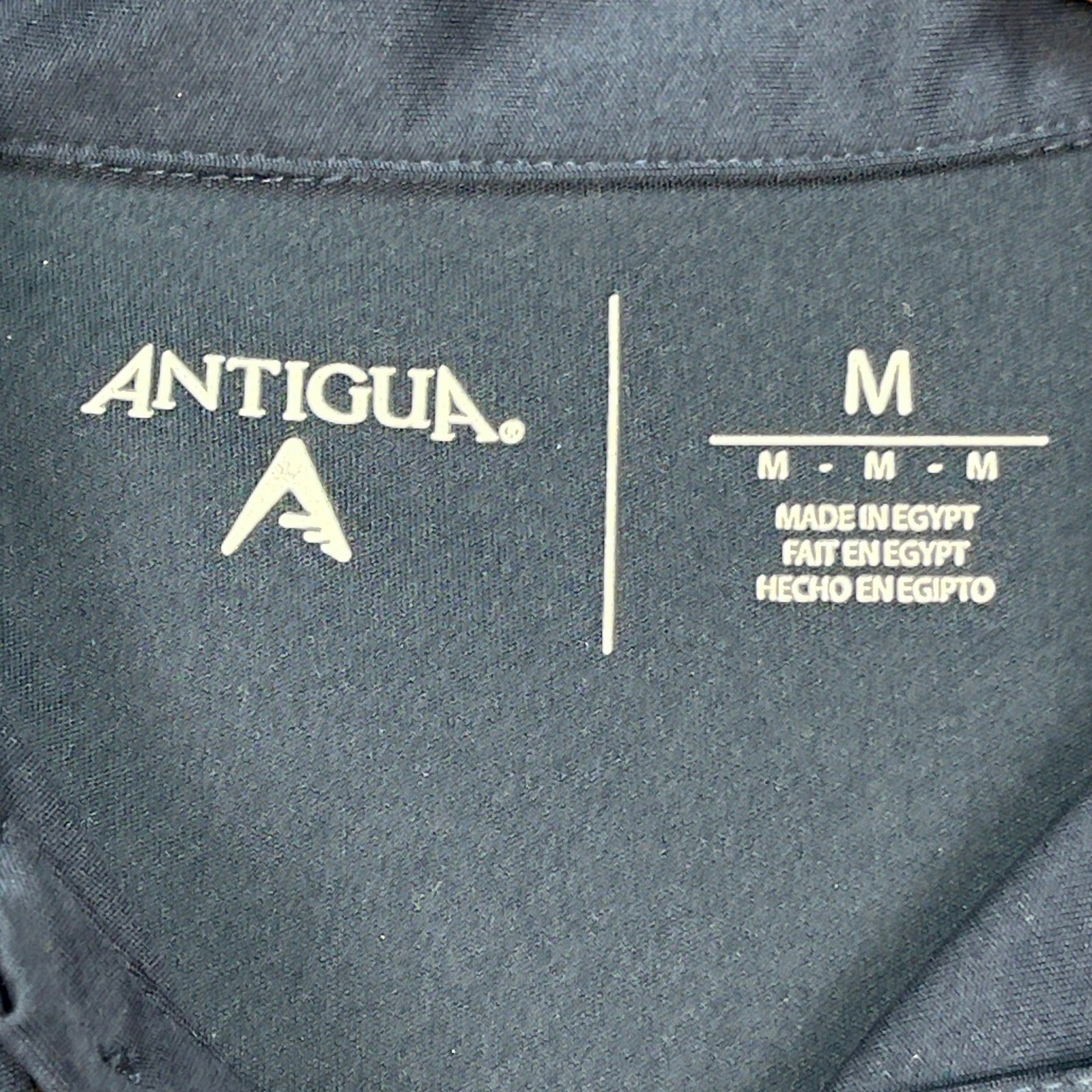 Antigua Polo Shirt Men Medium Navy Blue Short Sleeve 3 Button Placket NASCAR EUC