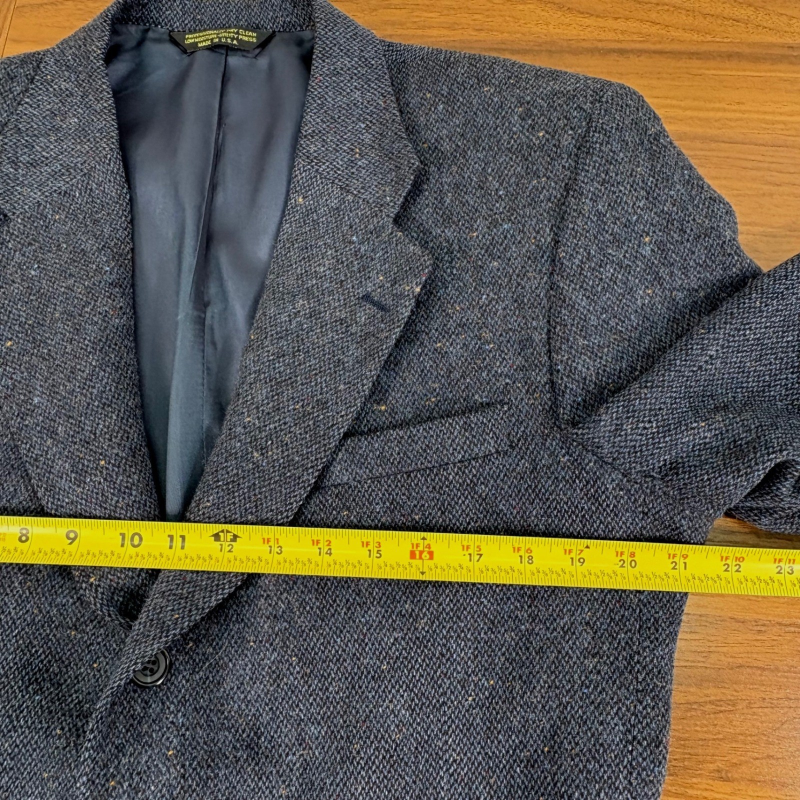 Tailors Row by Deansgate 40R Mens Tweed Blazer Suit Jacket Blue Gray Wool Blend