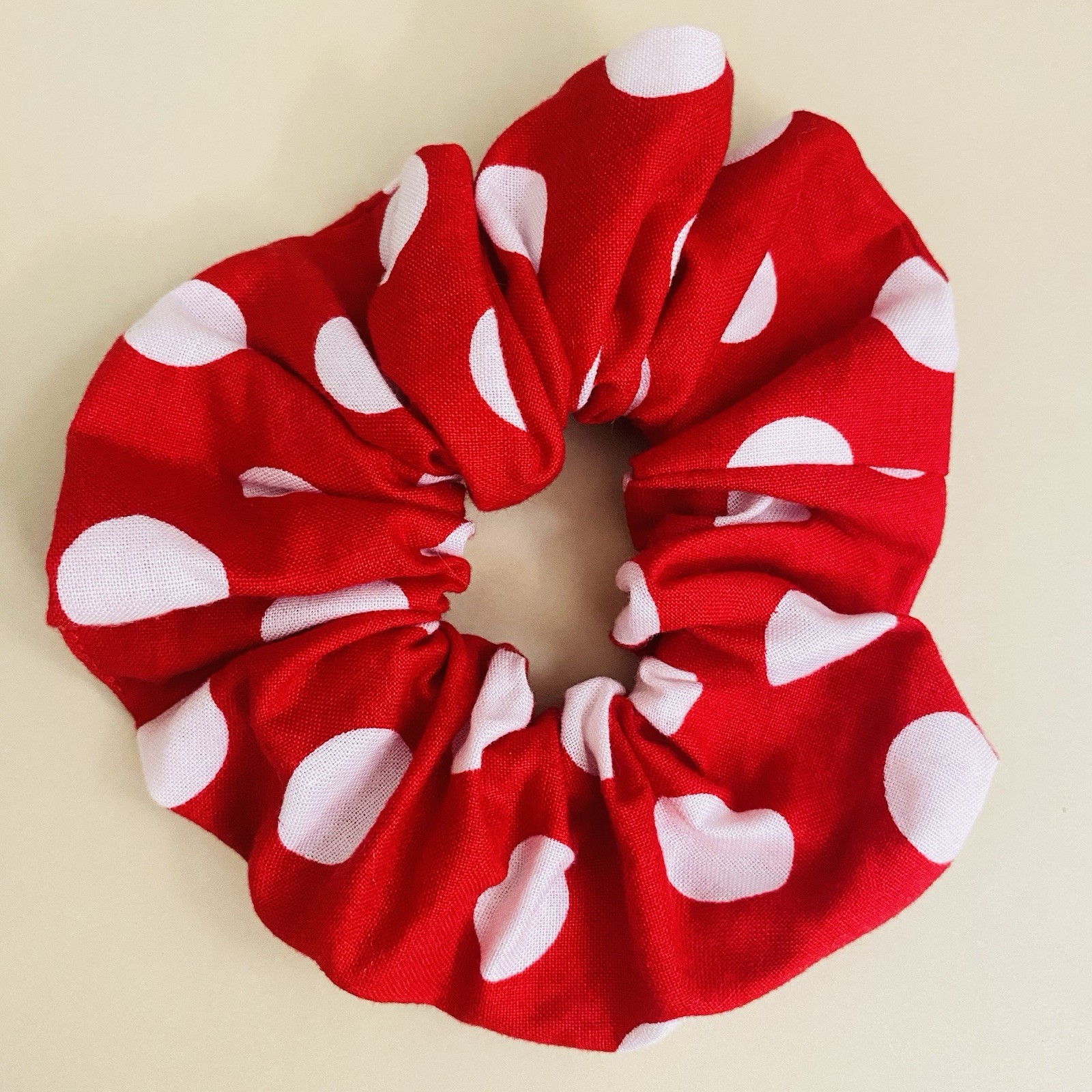 Handmade Scrunchie Set Of 3 – White Polka Dot, Solid & Patterned Hair Ties Gifts