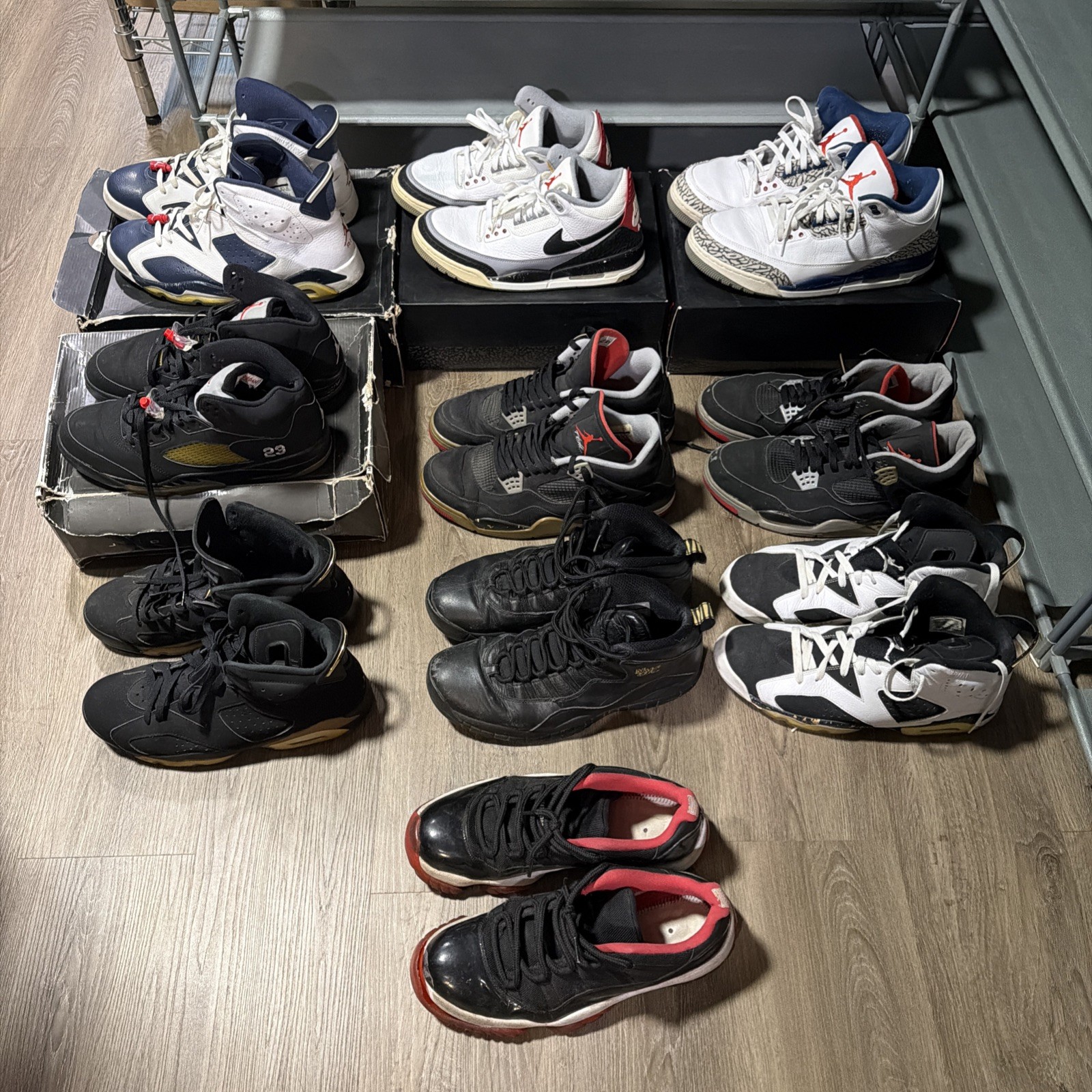 Air Jordan Bundle Lot 10 Pairs For Restoration Vintage OG Box Sizes 10-14 Bred