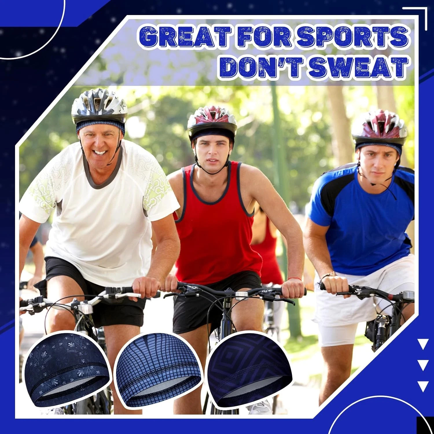 6 Pcs Cooling Skull Cap Motorcycle Helmet Liner Men Women Sweat Wicking Beanie B