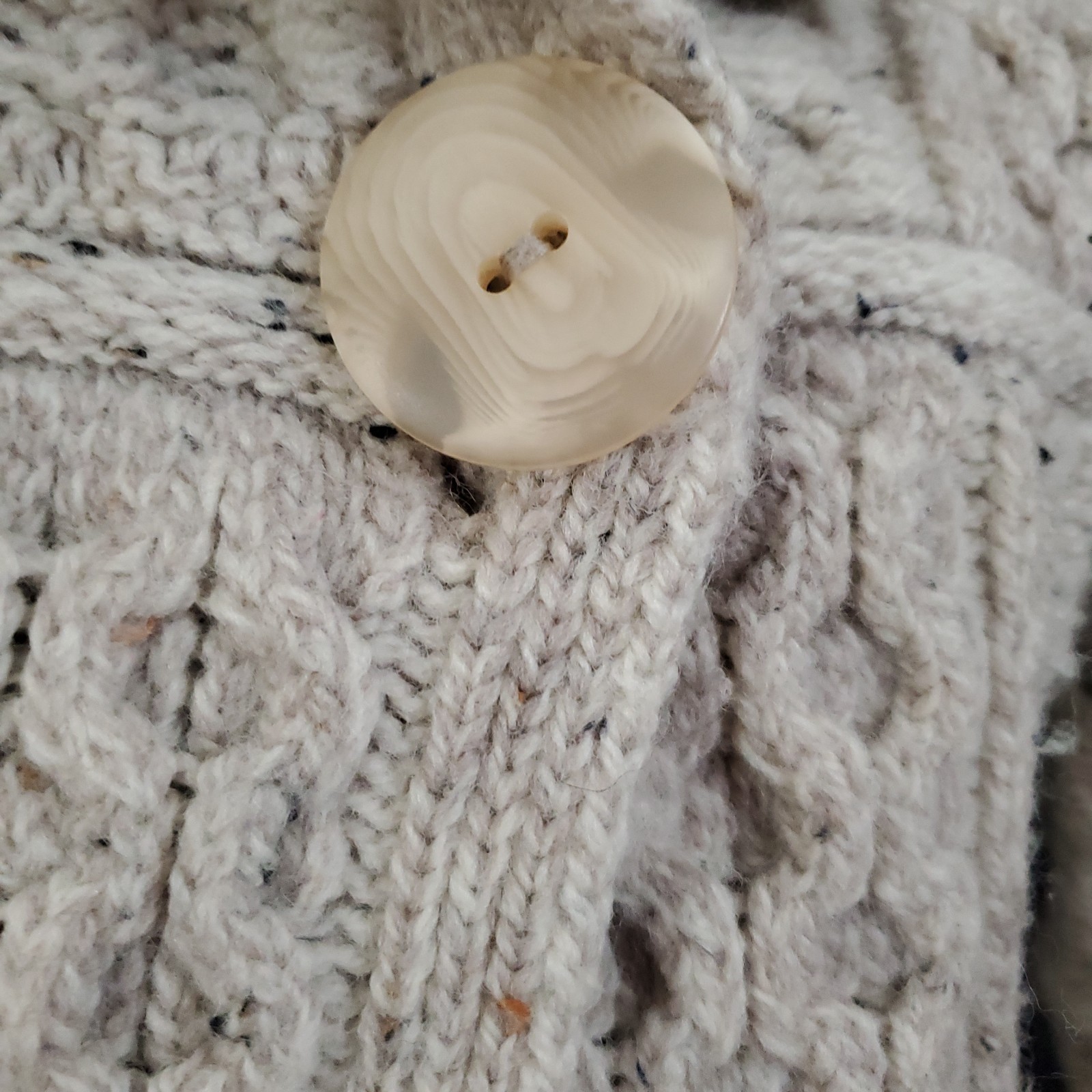 Aran Crafts Ireland Merino Wool Cable Knit Sweater Coat Single Button Womens S